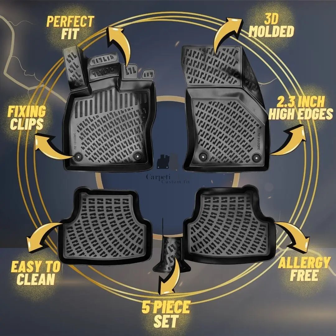Car Floor Mats Liners For Peugeot 5008 2017-2020 All Season Heavy Duty Auto Rugs
