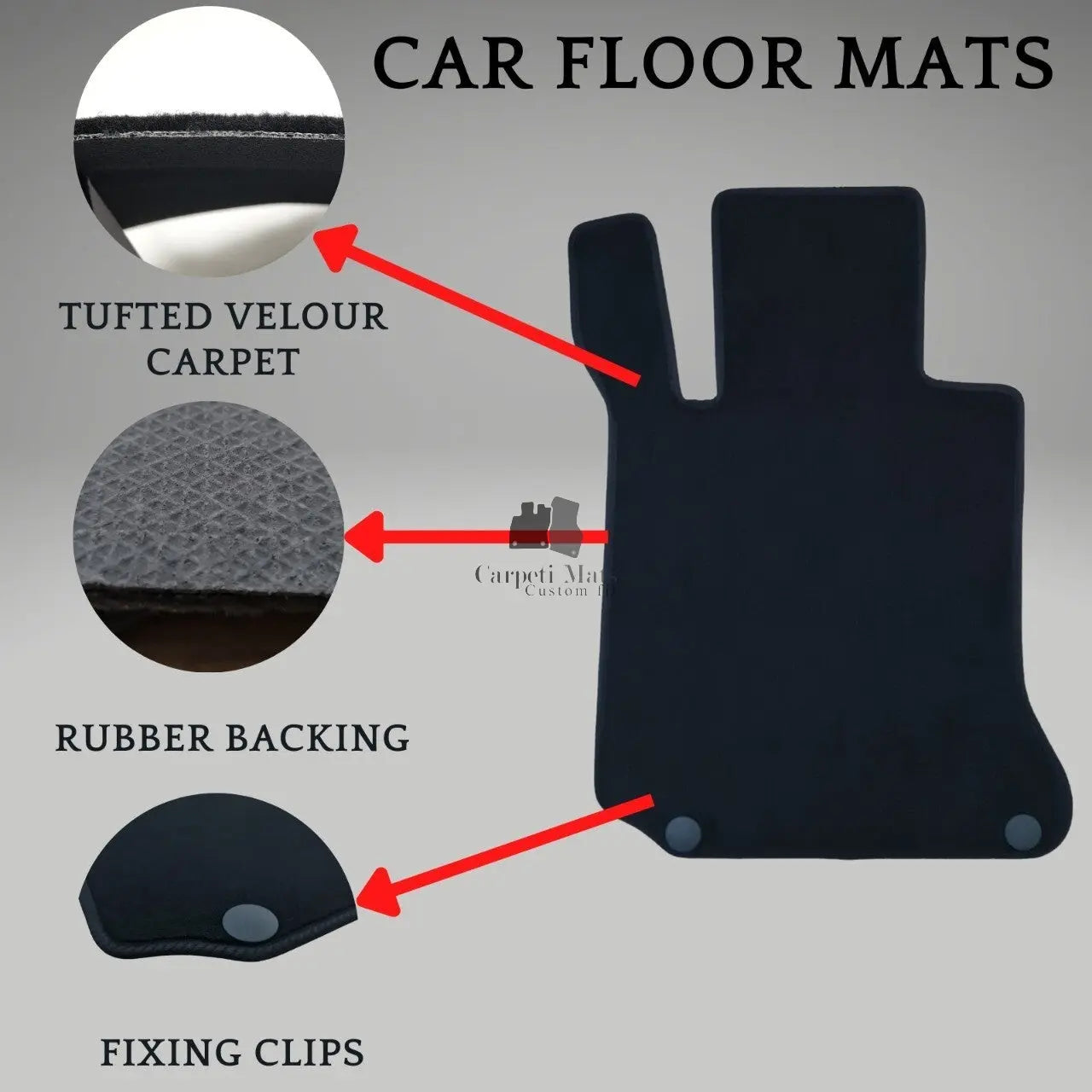 Car Floor Mats Velour For AMG Mercedes C Class W204 Auto Liners Waterproof Black