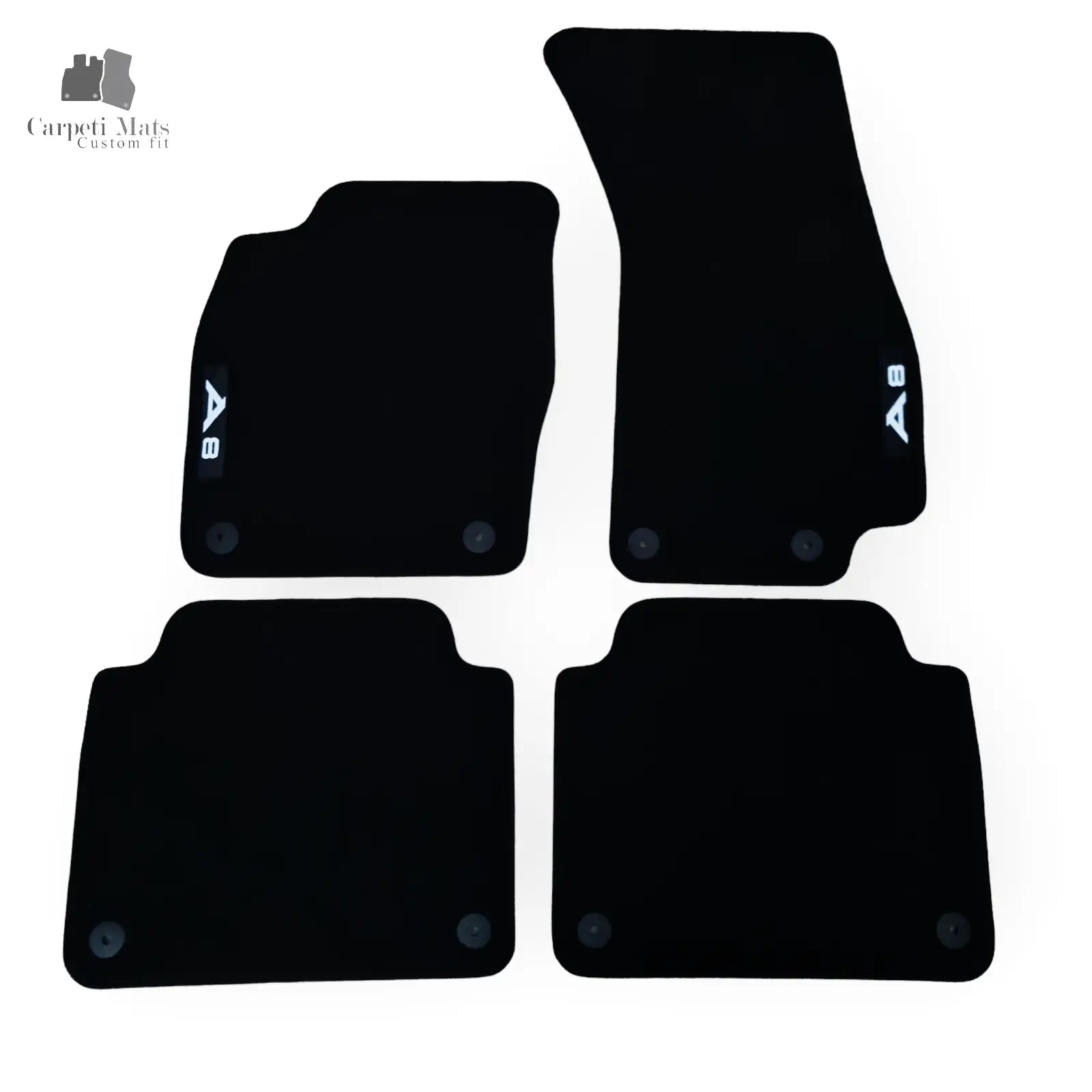 Carpet Car Floor Mats Velour for Audi A8 06.2017-> long wheelbase-logo Car Floor Mats Velour CarpetiMats