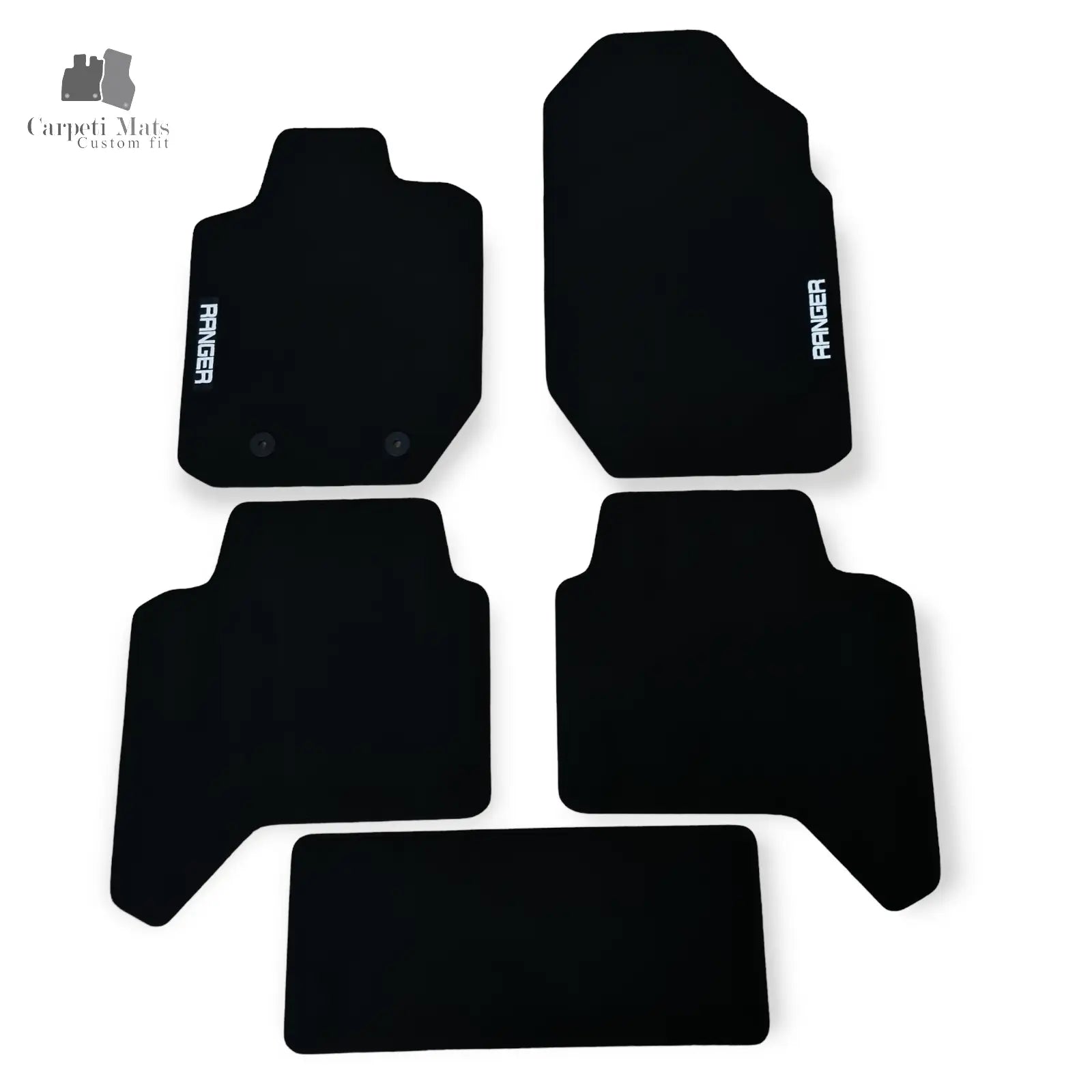 Carpet Car Floor Mats Velour for Ford Ranger 2015-09.2018 5 pieces first facelift - logo Car Floor Mats Velour CarpetiMats