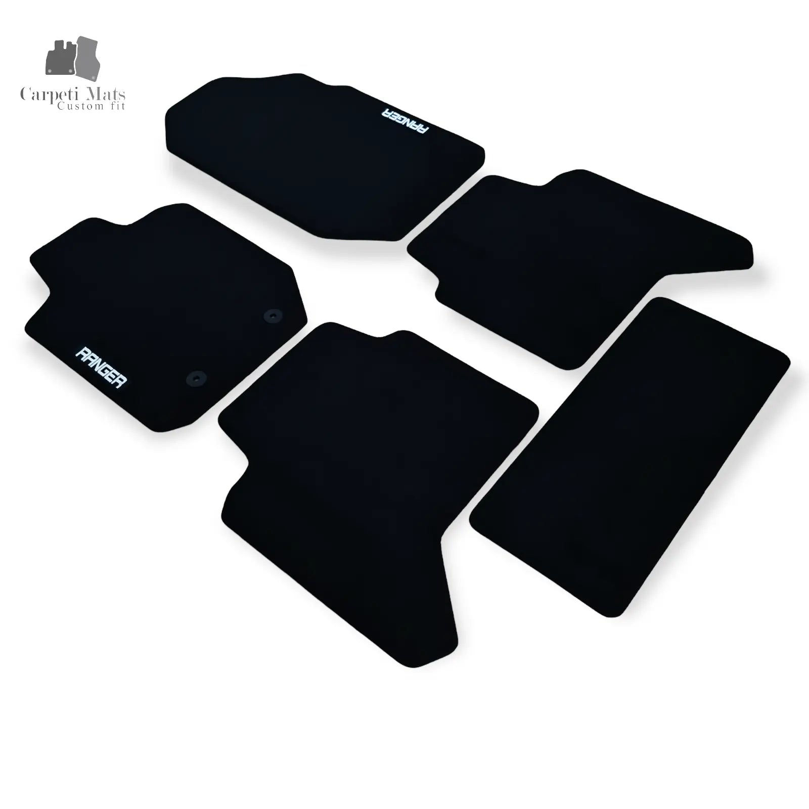 Carpet Car Floor Mats Velour for Ford Ranger 2015-09.2018 5 pieces first facelift - logo Car Floor Mats Velour CarpetiMats