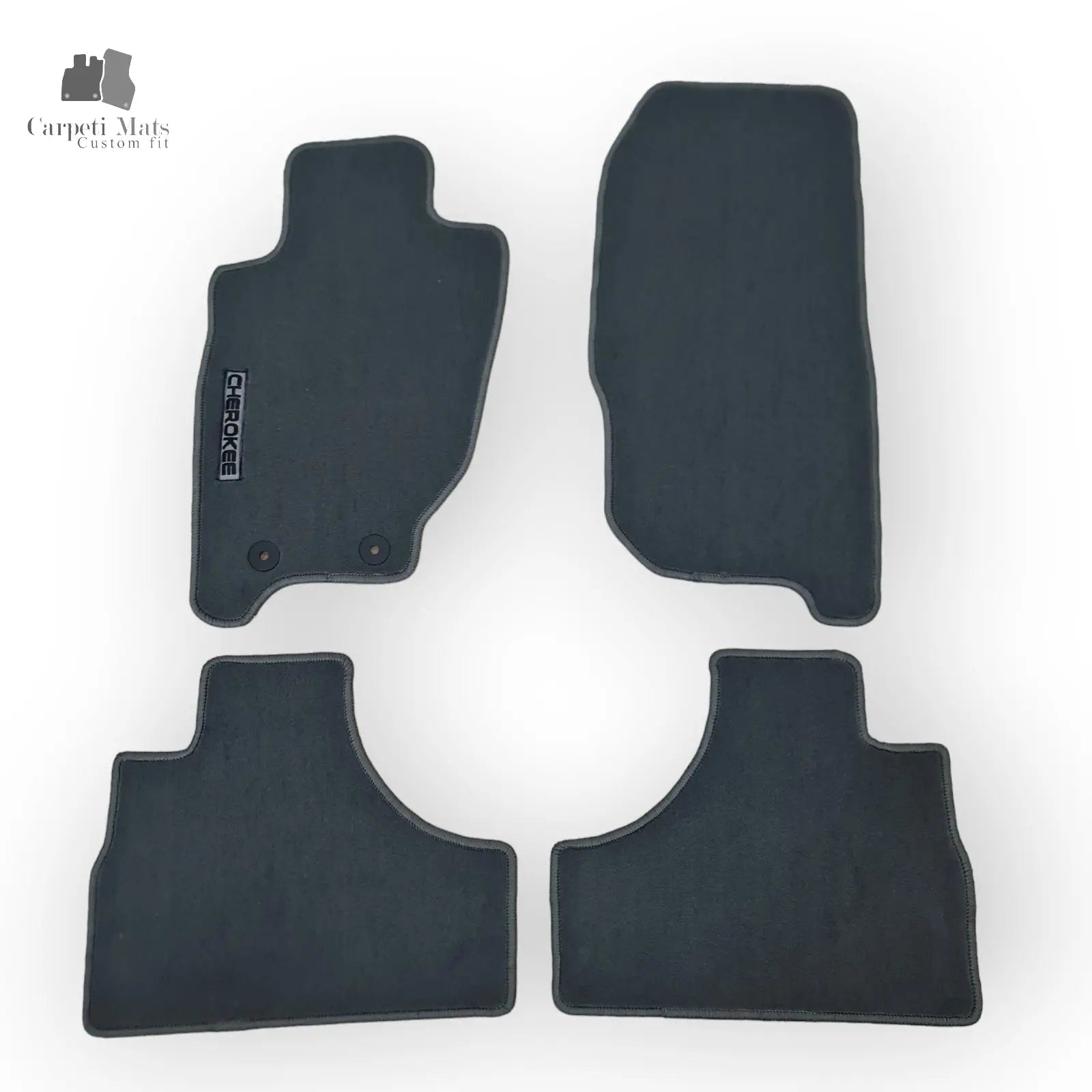 Carpet Car Floor Mats Velour for JEEP Cherokee GREY 02.2002-02.2007-logo Car Floor Mats Velour CarpetiMats