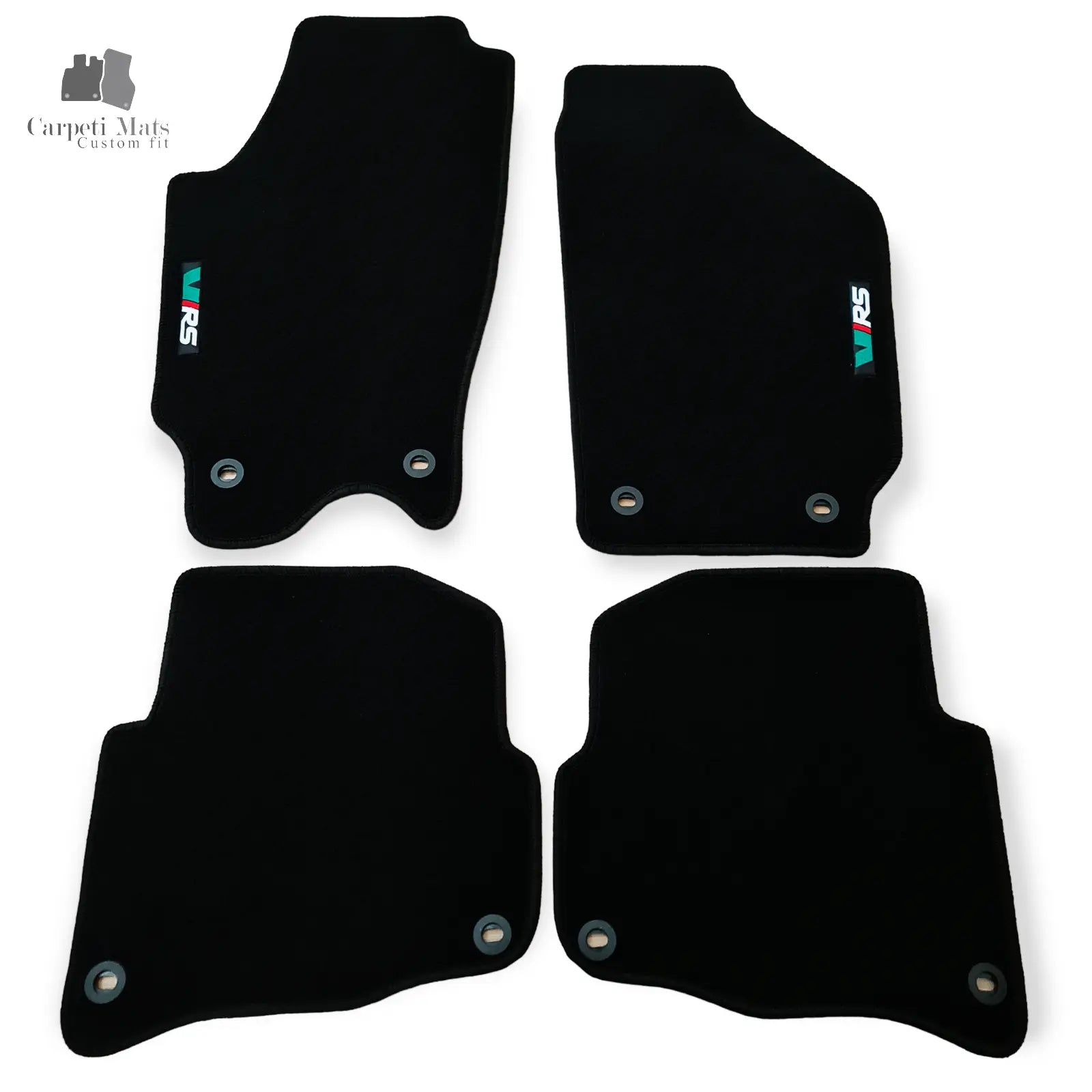 Carpet Car Floor Mats Velour for Skoda Fabia II 12.2007-10.2014-logo Car Floor Mats Velour CarpetiMats