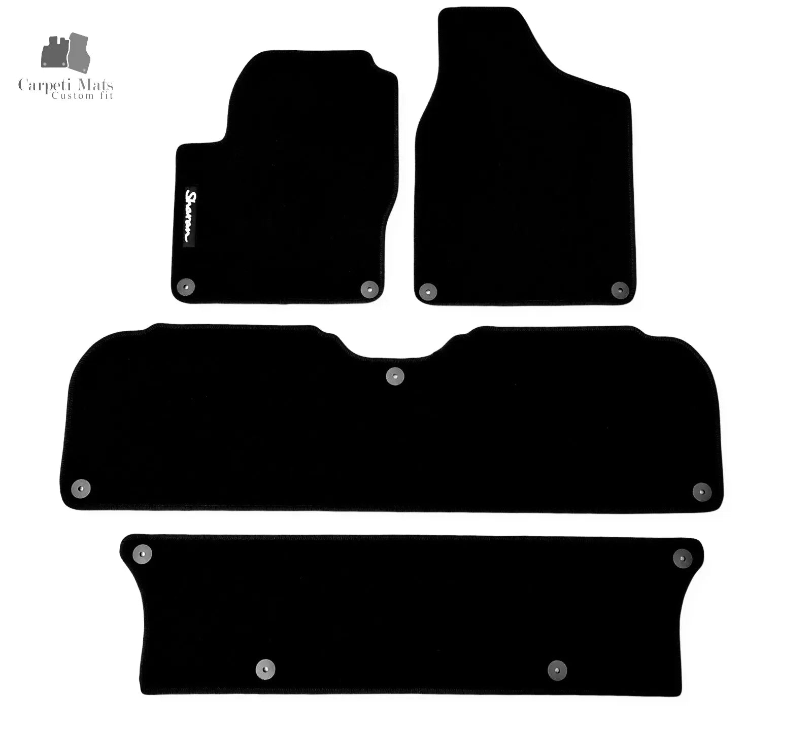 Carpet Car Floor Mats Velour for VW Sharan 05.1995-03.2010 3 rows(AV2 FIXING)- logo Car Floor Mats Velour CarpetiMats