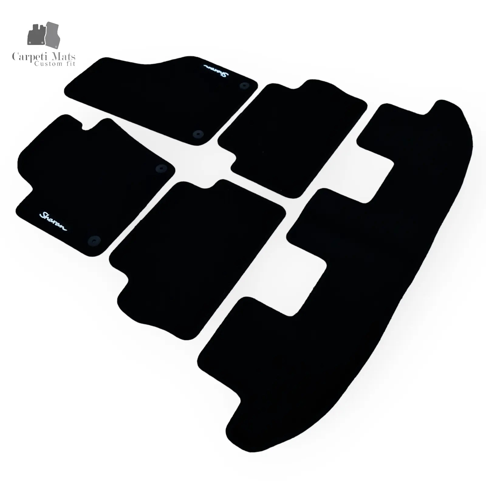 Carpet Car Floor Mats Velour for VW Sharan 2010-> 5doors three rows- logo Car Floor Mats Velour CarpetiMats