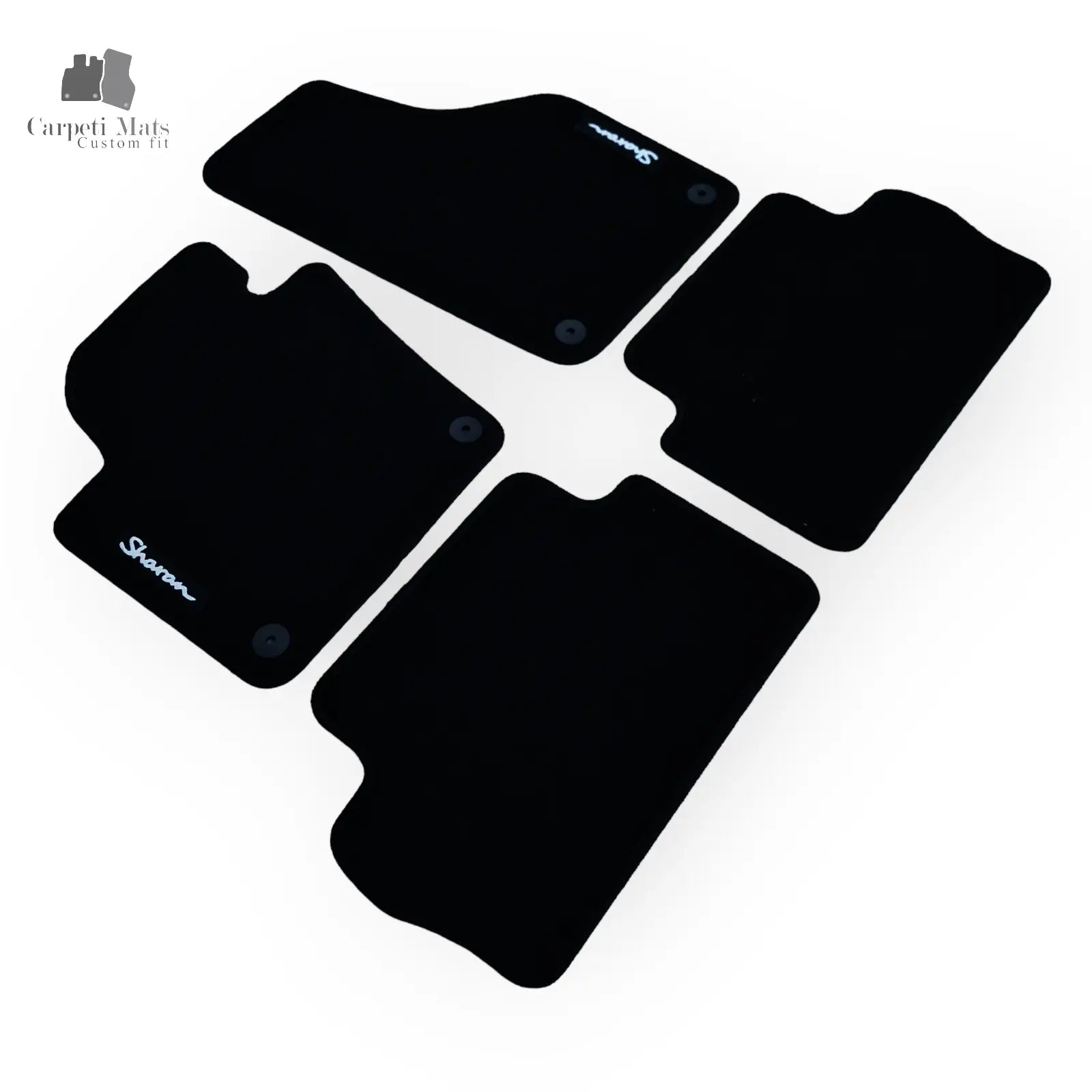 Carpet Car Floor Mats Velour for VW Sharan 2010-> 5doors two rows-logo Car Floor Mats Velour CarpetiMats