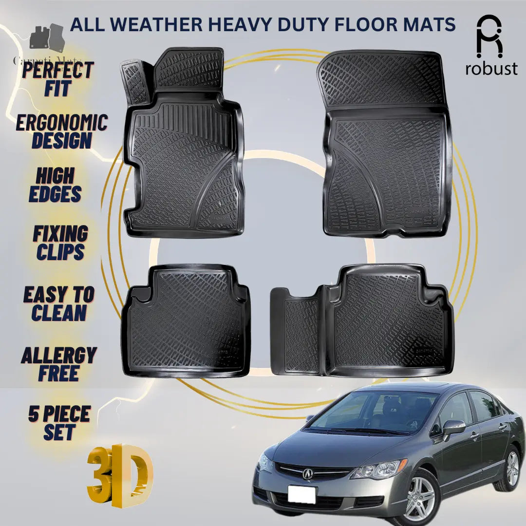 Floor Mats Liners For Acura CSX 2006-2011 All Weather Heavy Duty 3D Car Rugs New
