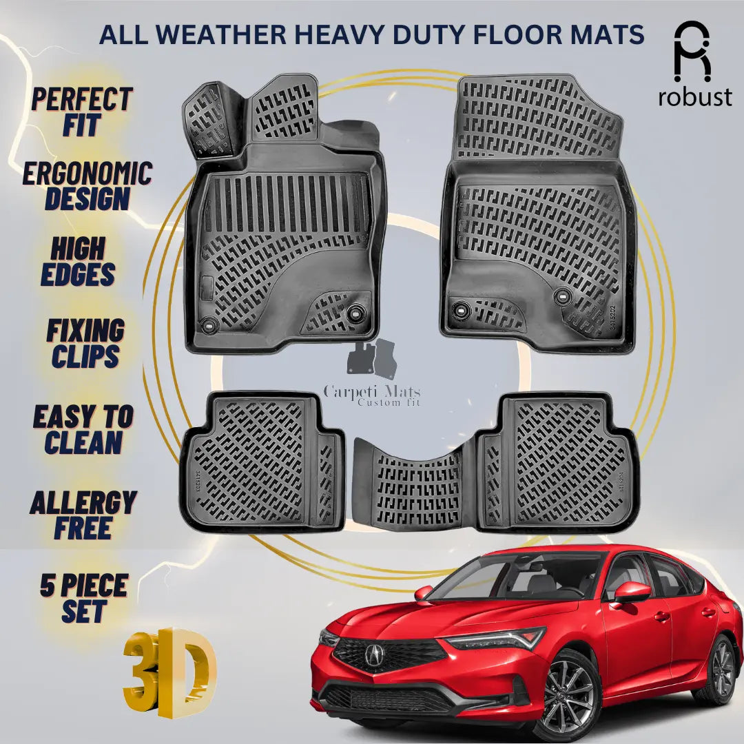 Floor Mats Liners For Acura Integra 2022-2025 All Weather Heavy Duty 3D Car Rugs
