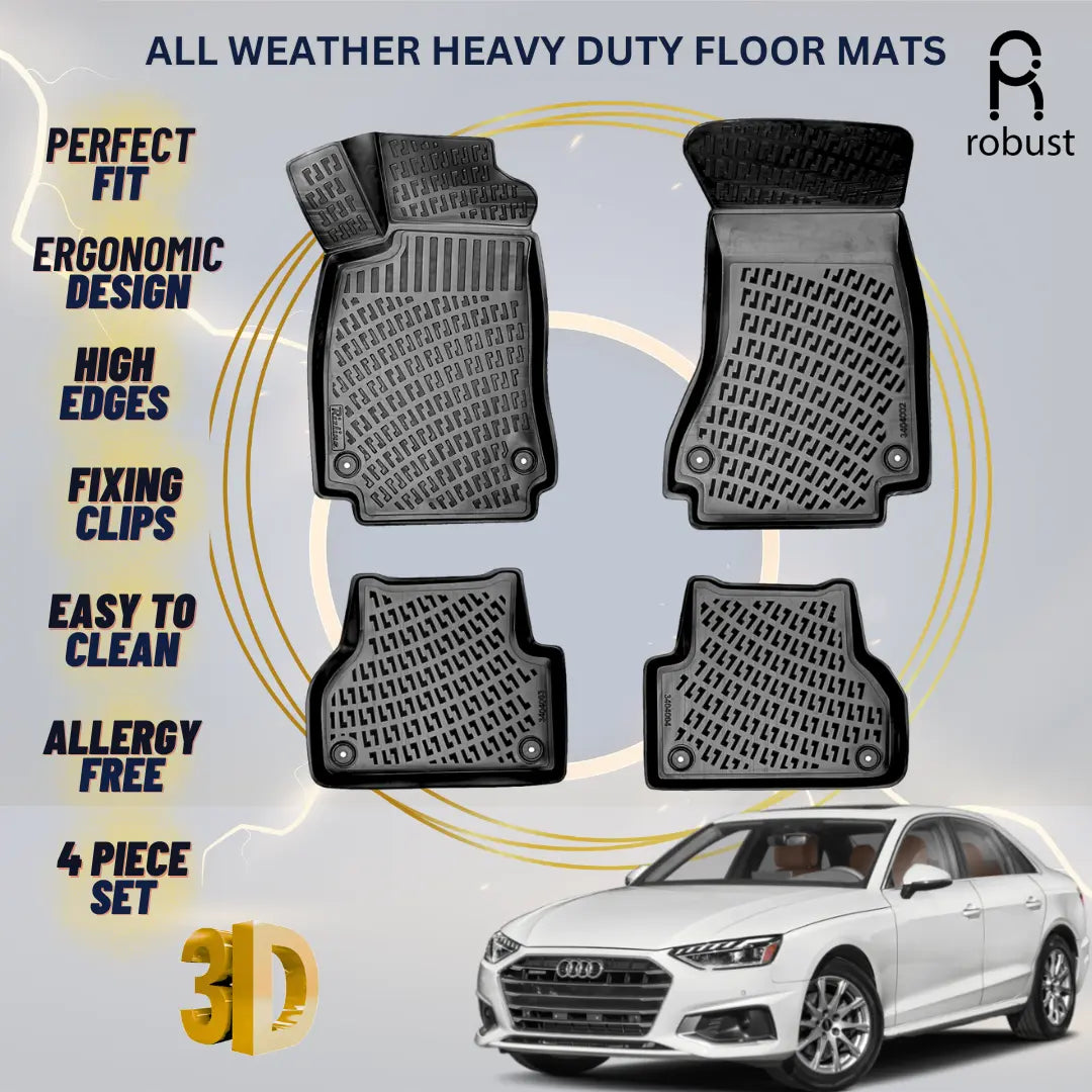 Floor Mats Liners For Audi A4 2020-2025 Sedan All Weather Heavy Duty 3D Car Rugs
