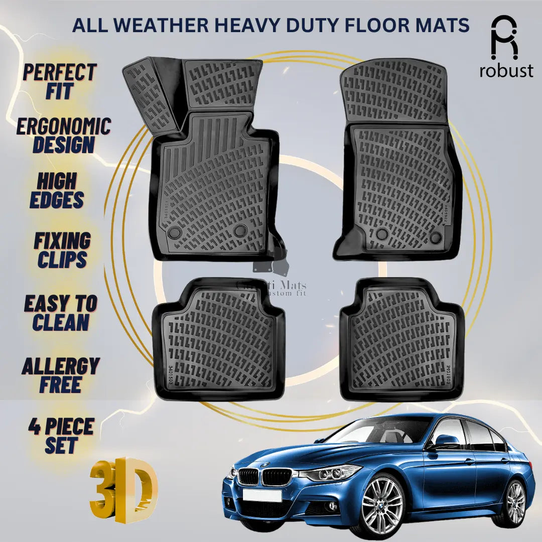 Floor Mats Liners For BMW 3 F30/F31 2012-2019 All Weather Heavy Duty 3D Car Rugs
