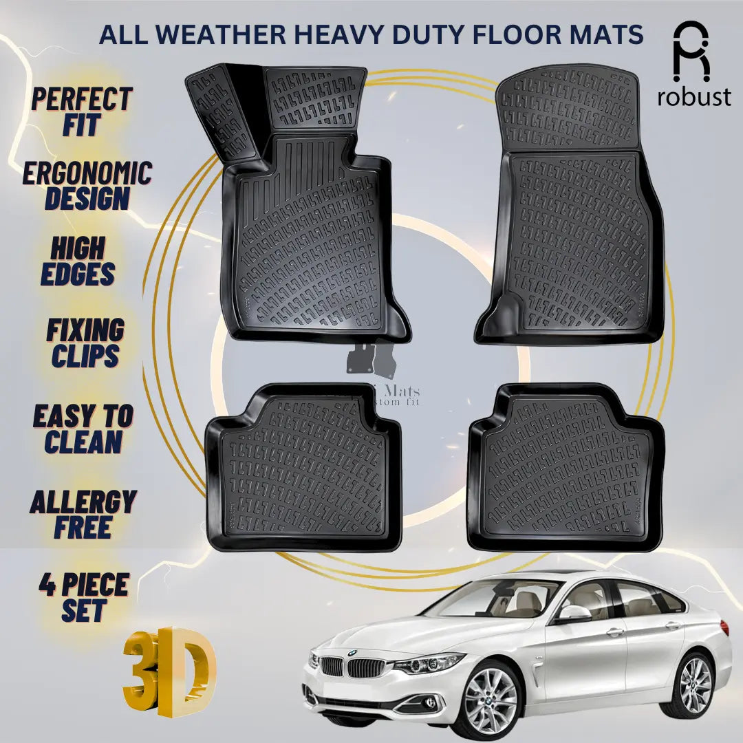 Floor Mats Liners For BMW 4 F36 GC 2014-2021 All Weather Heavy Duty 3D Car Rugs