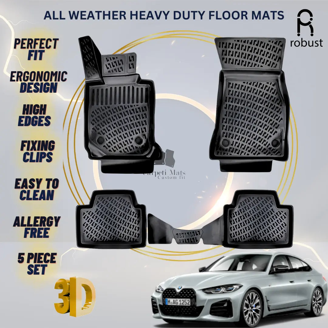 Floor Mats Liners For BMW 4 G26 GC 2022-2025 All Weather Heavy Duty 3D Car Rugs