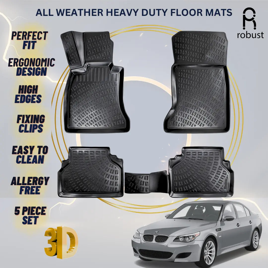 Floor Mats Liners For BMW 5 E60/E61 2004-2010 All Weather Heavy Duty 3D Car Rugs
