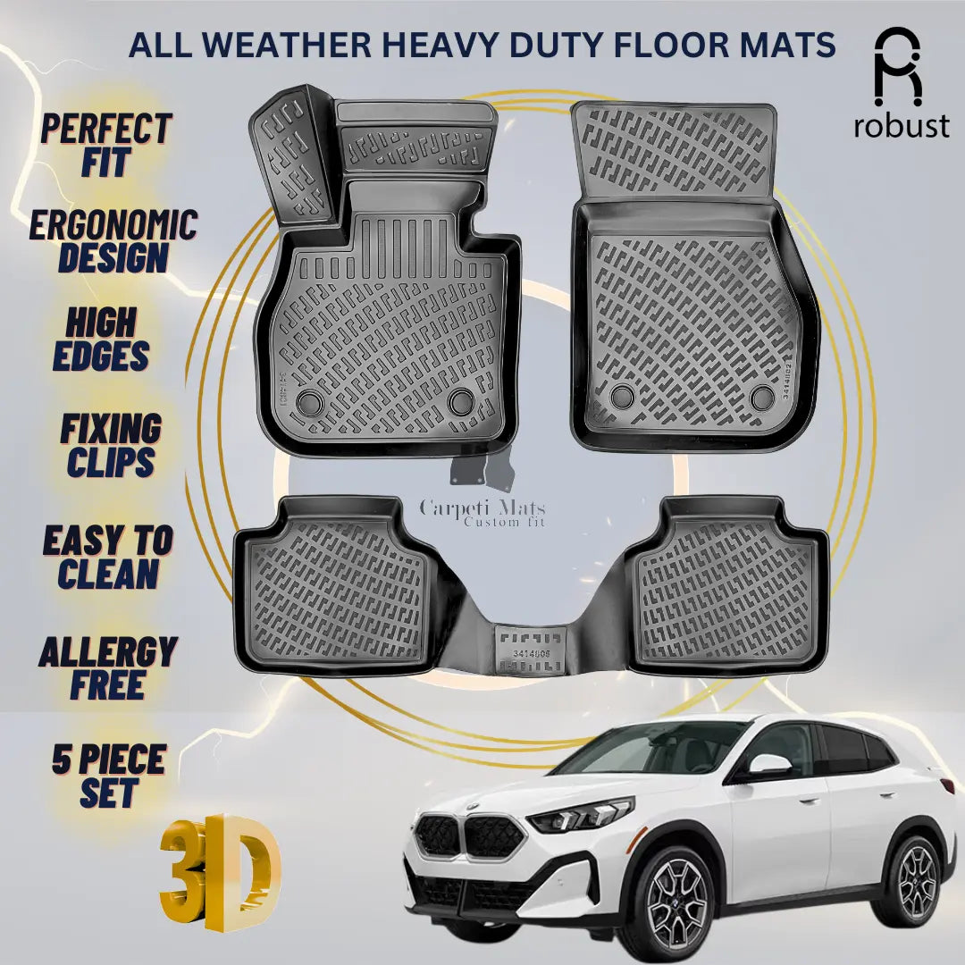 Floor Mats Liners For BMW X2 2024-2025 U10 All Weather Heavy Duty 3D Car Rugs