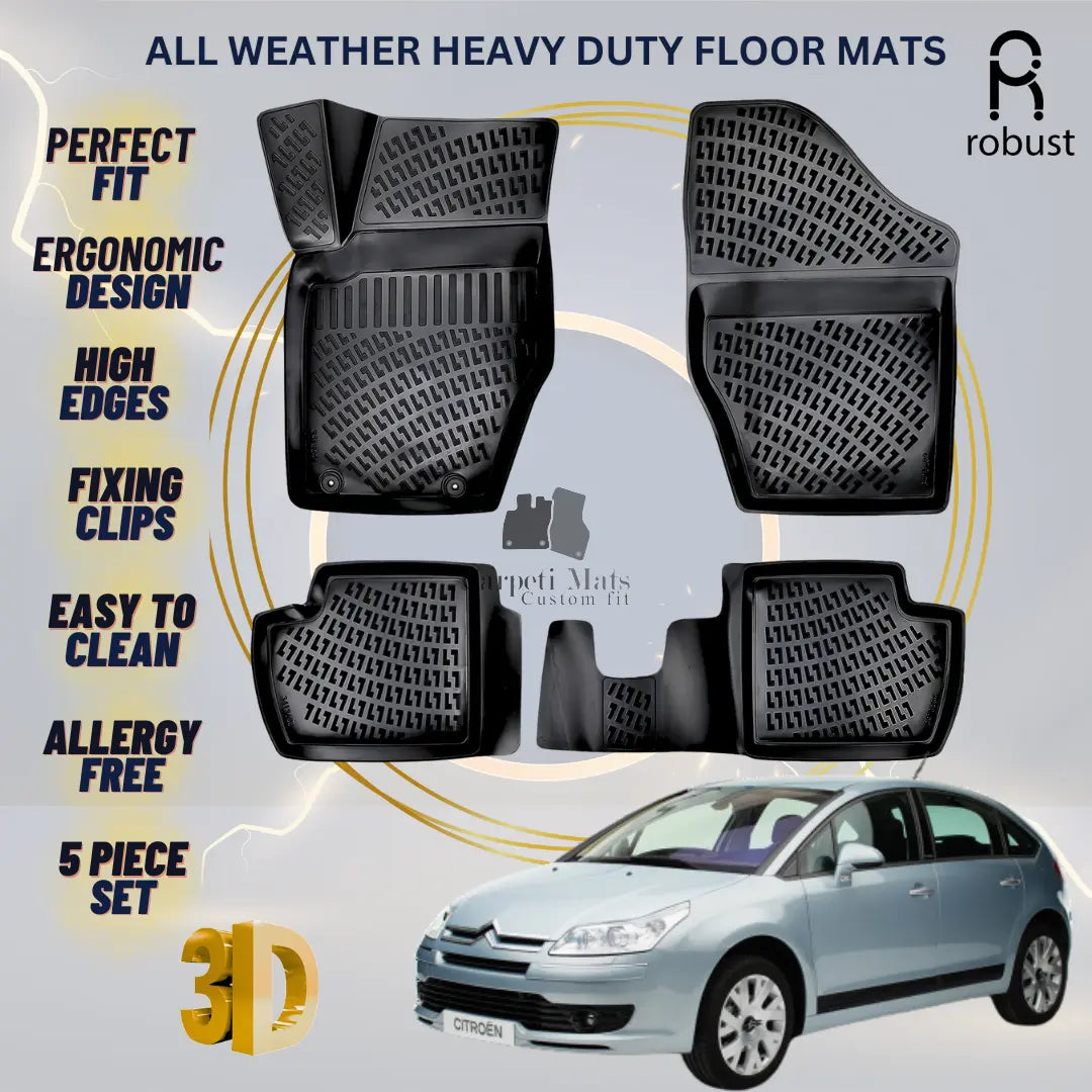 Floor Mats Liners For Citroen C4 2004-2010 All Weather Heavy Duty 3D Car Rugs