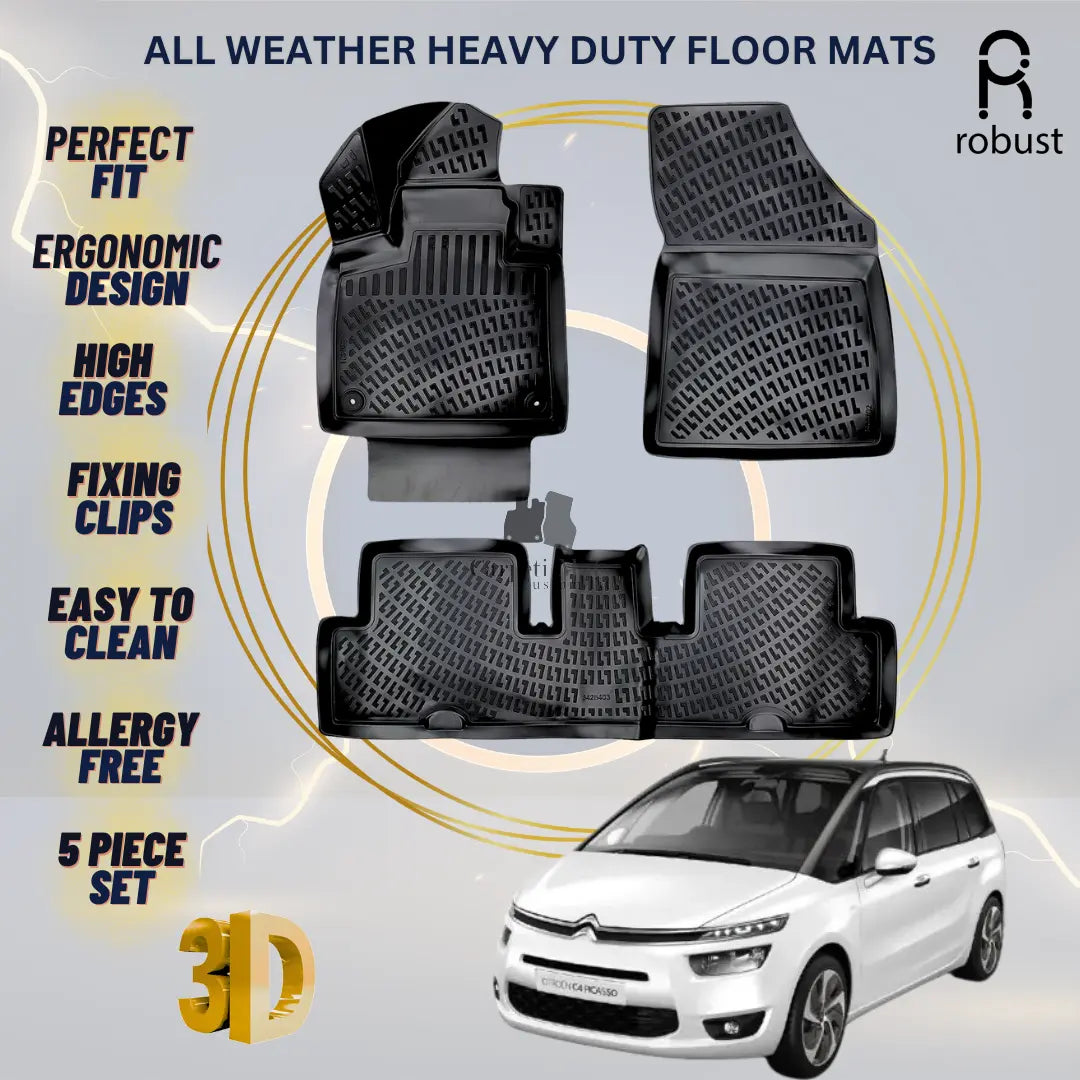 Floor Mats Liners For Citroen C4 Grand Picassо 2013-2022 All Weather Heavy Duty
