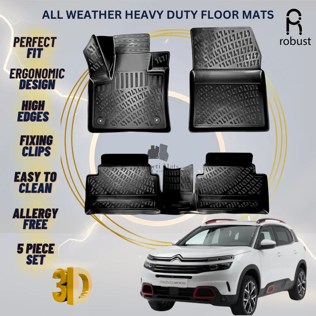 Floor Mats Liners For Citroen C5 Aircross 2017-2024 All Weather Heavy Duty Rugs