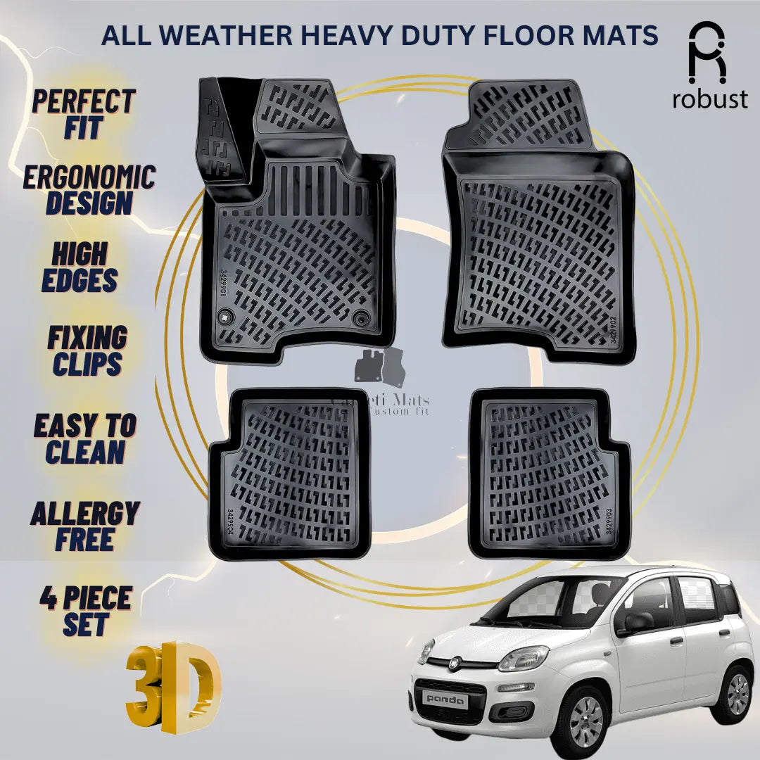 Floor Mats Liners For Fiat Panda 2011-2023 All Weather Heavy Duty 3D Car Rugs