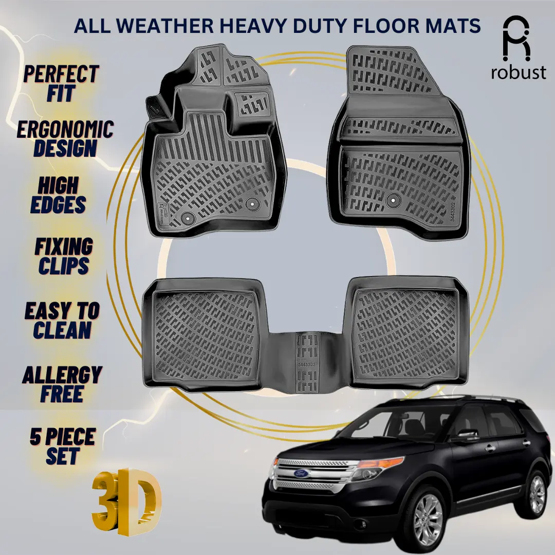 Floor Mats Liners For Ford Explorer 2011-2019 All Weather Heavy Duty 3D Car Rugs