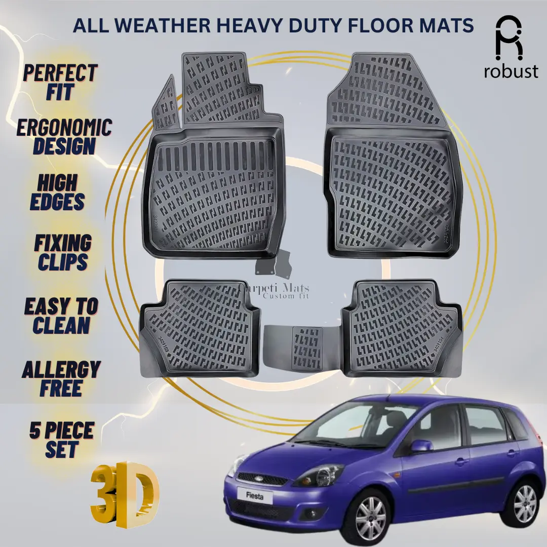 Floor Mats Liners For Ford Fiesta 2002-2008 All Weather Heavy Duty 3D Car Rugs