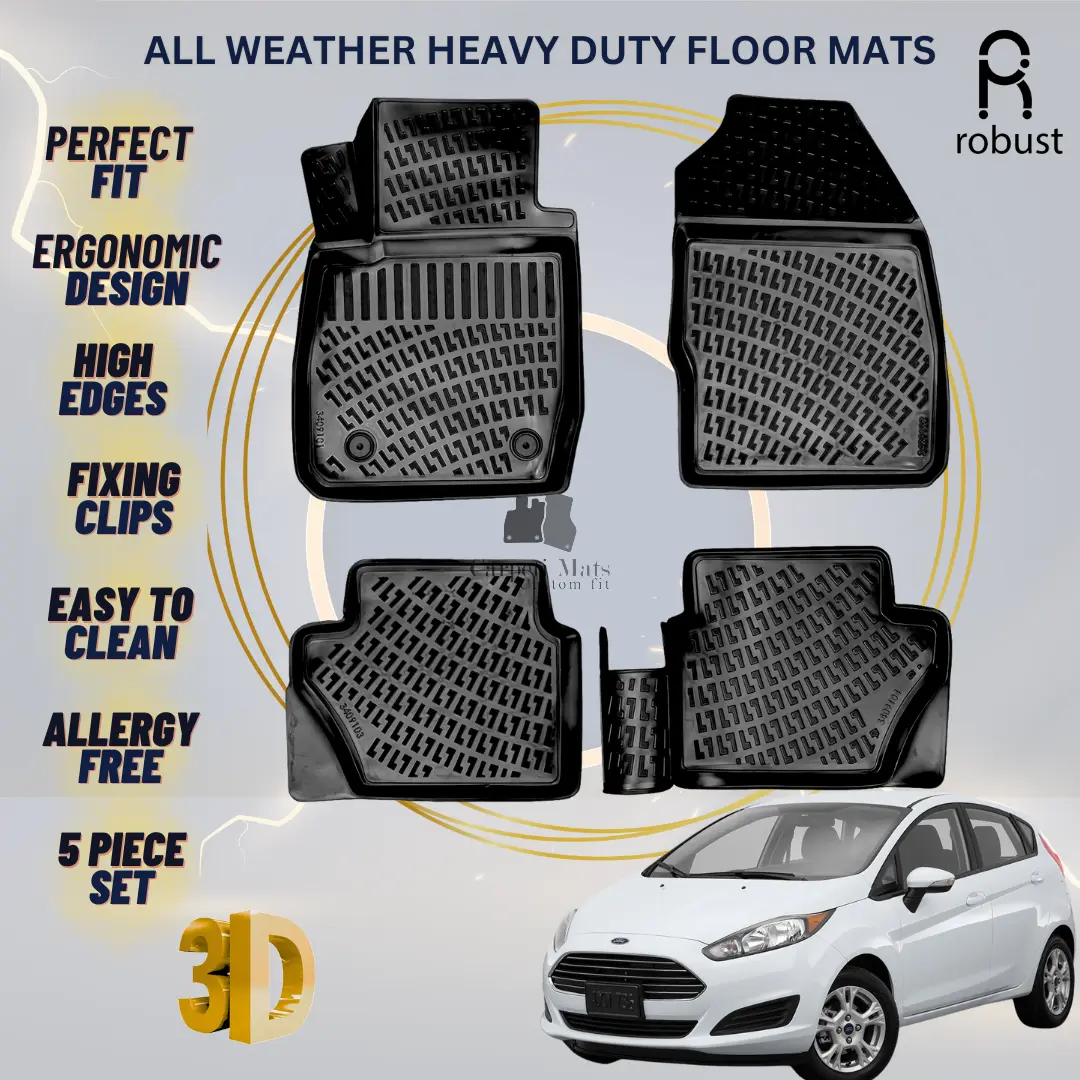 Floor Mats Liners For Ford Fiesta 2008-2013 All Weather Heavy Duty 3D Car Rugs