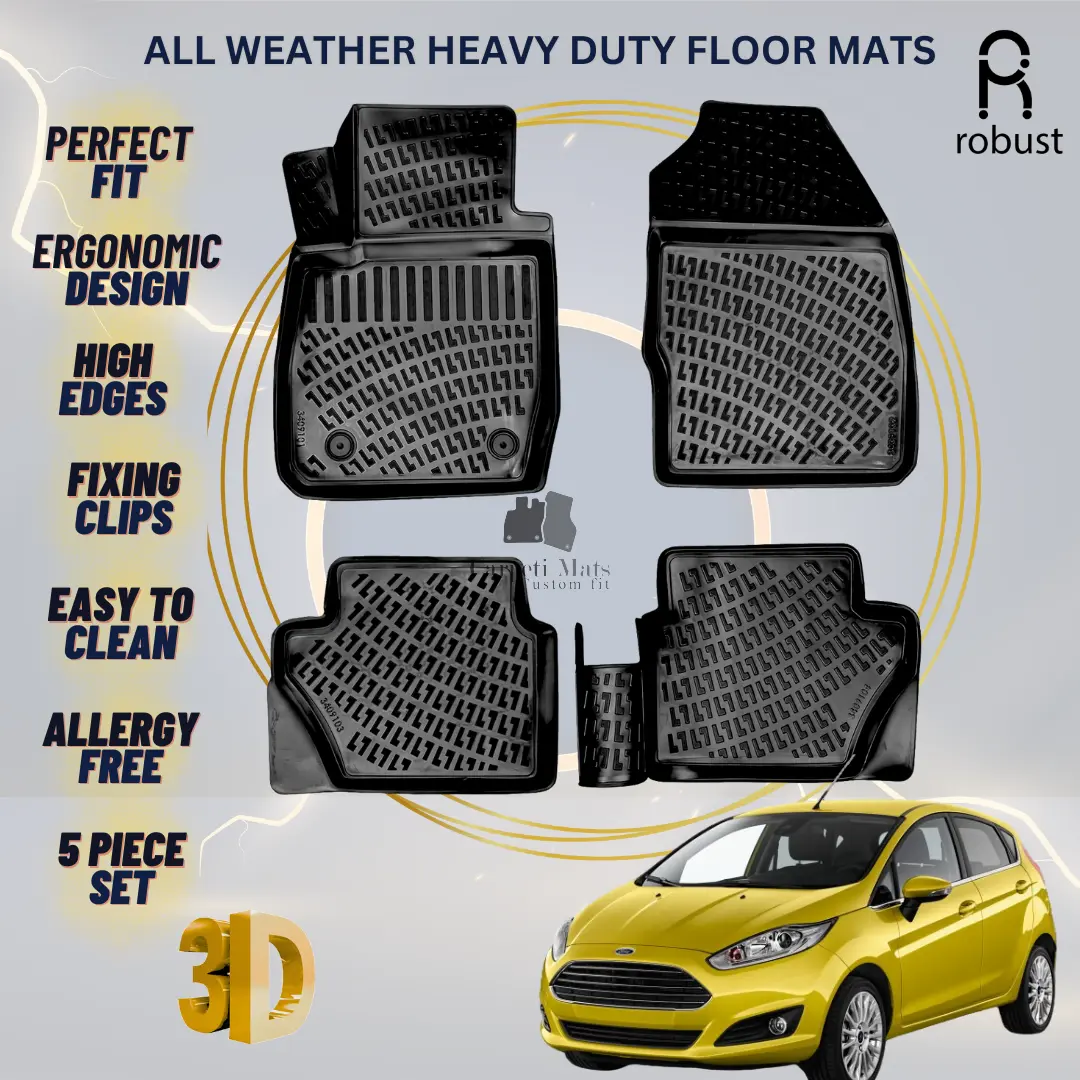 Floor Mats Liners For Ford Fiesta 2013-2017 All Weather Heavy Duty 3D Car Rugs