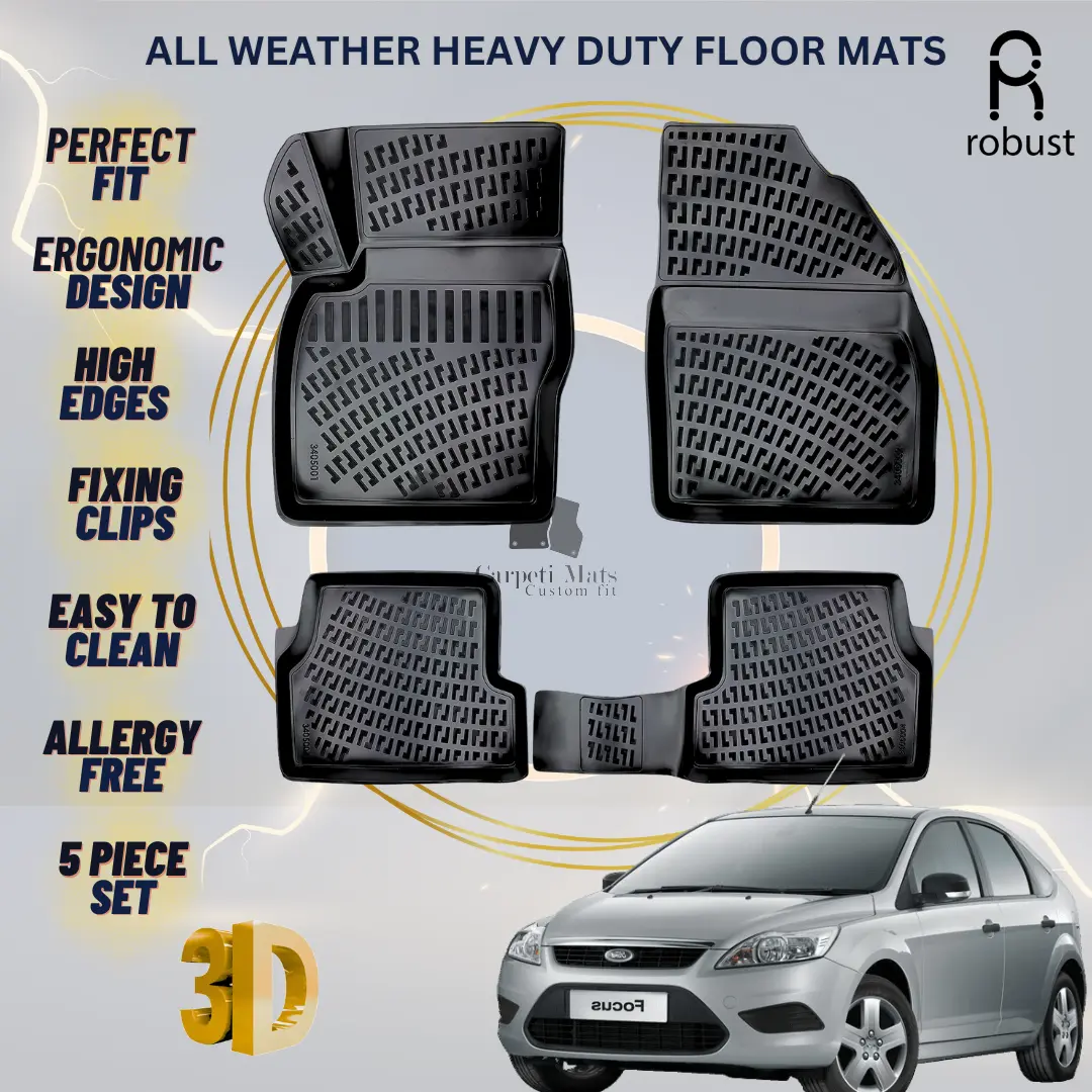 Floor Mats Liners For Ford Focus 2005-2010 All Weather Heavy Duty 3D Car Rugs