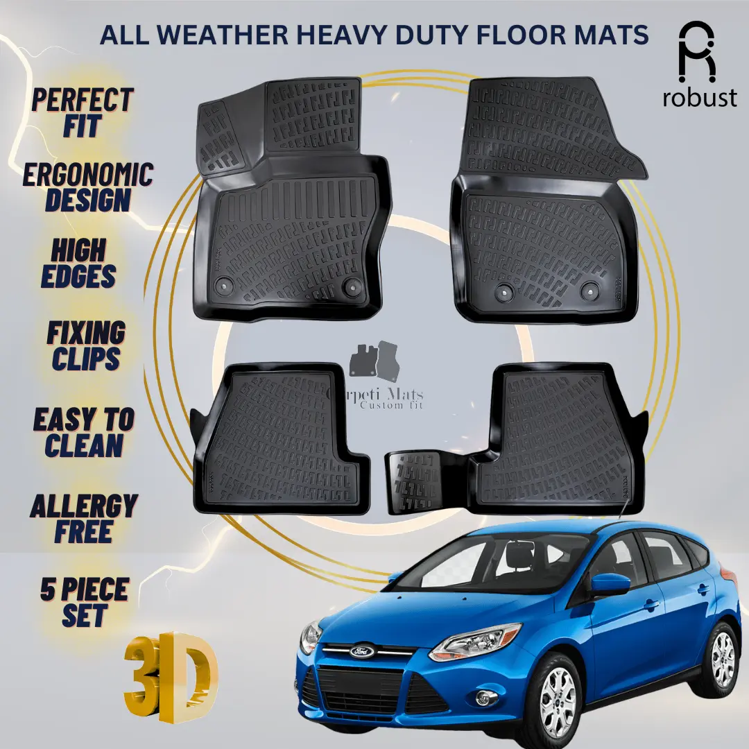 Floor Mats Liners For Ford Focus 2011-2014 All Weather Heavy Duty 3D Car Rugs