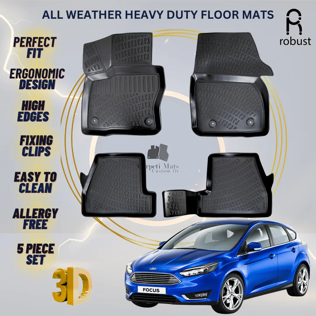Floor Mats Liners For Ford Focus 2014-2017 All Weather Heavy Duty 3D Car Rugs