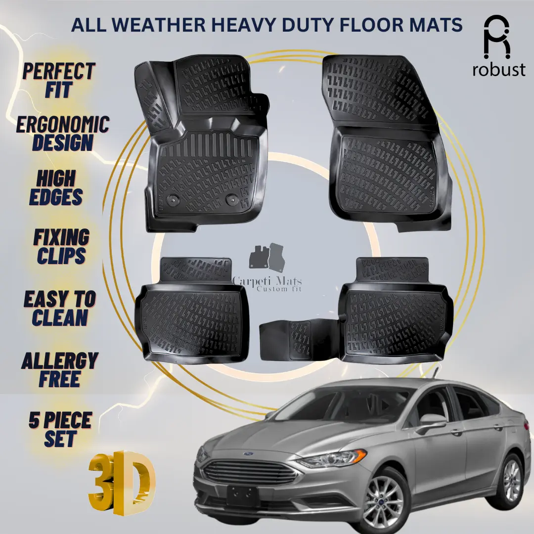 Floor Mats Liners For Ford Fusion 2014-2021 All Weather Heavy Duty 3D Car Rugs