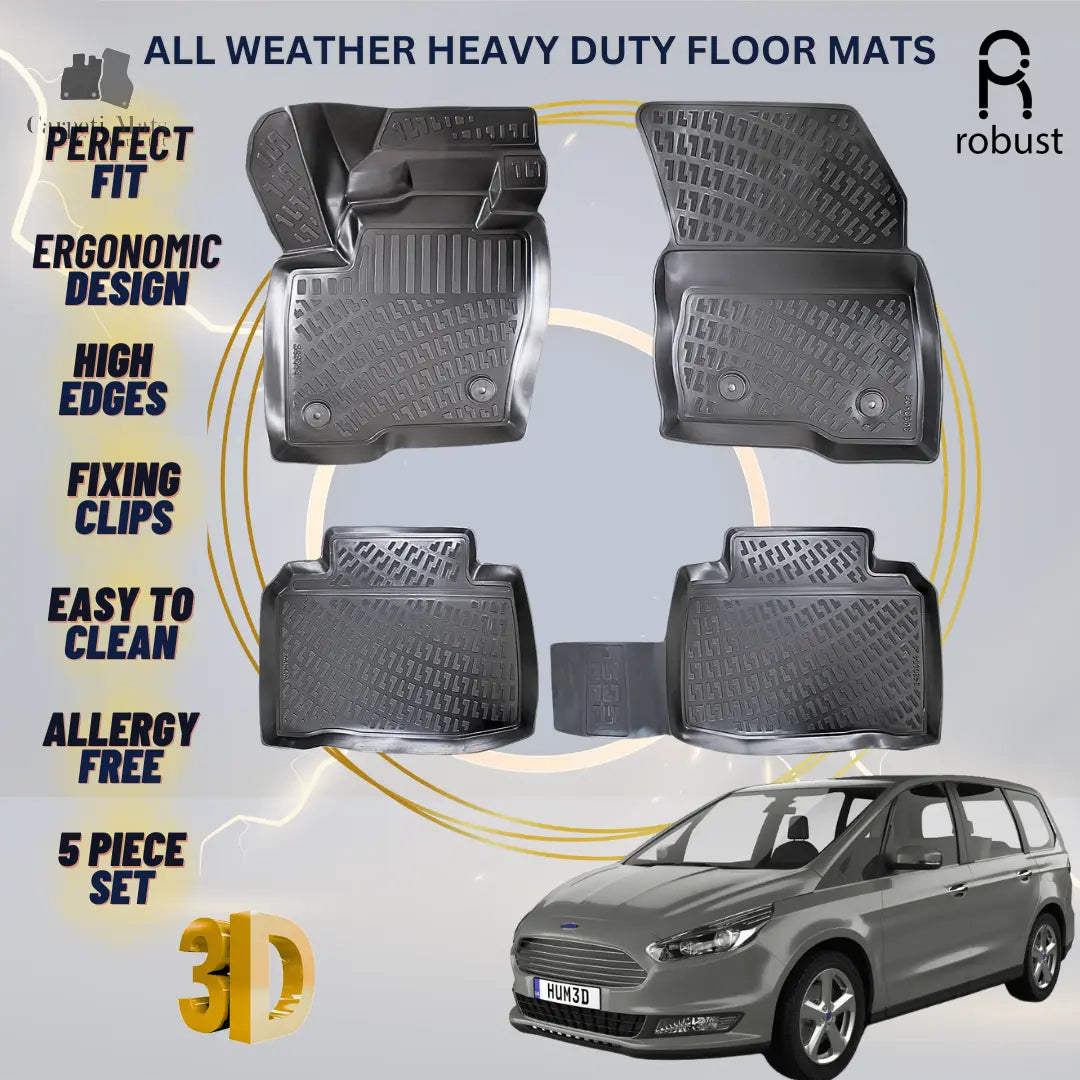 Floor Mats Liners For Ford Galaxy 2016-2025 All Weather Heavy Duty 3D Car Rugs