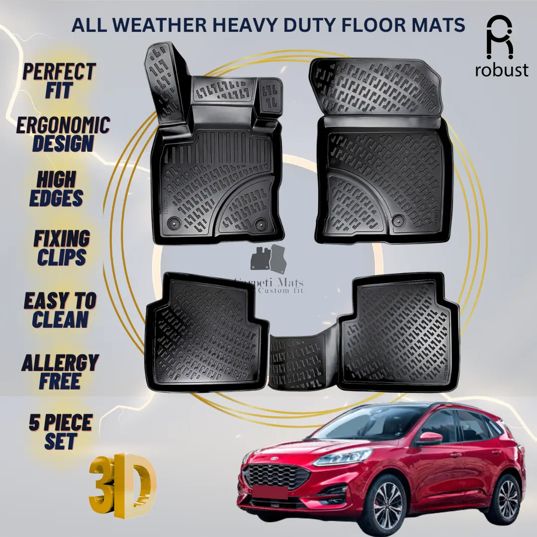 Floor Mats Liners For Ford Kuga 2019-2024 All Weather Heavy Duty 3D Car Rugs