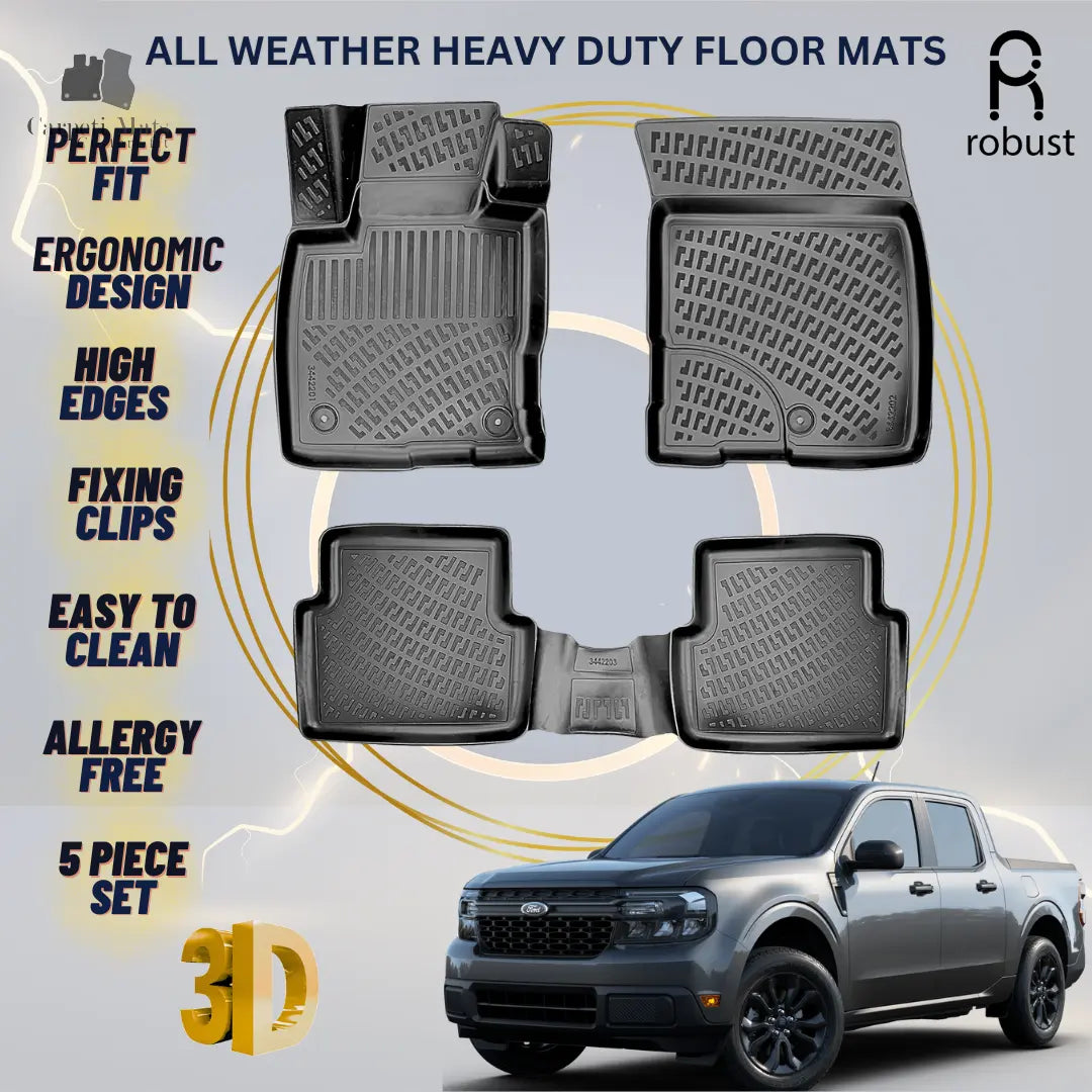 Floor Mats Liners For Ford Maverick 2022-2025 All Weather Heavy Duty 3D Car Rugs