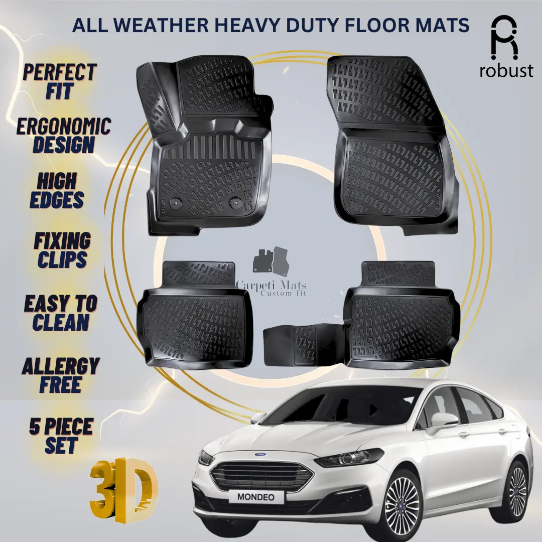 Floor Mats Liners For Ford Mondeo 2014-2024 All Weather Heavy Duty 3D Car Rugs