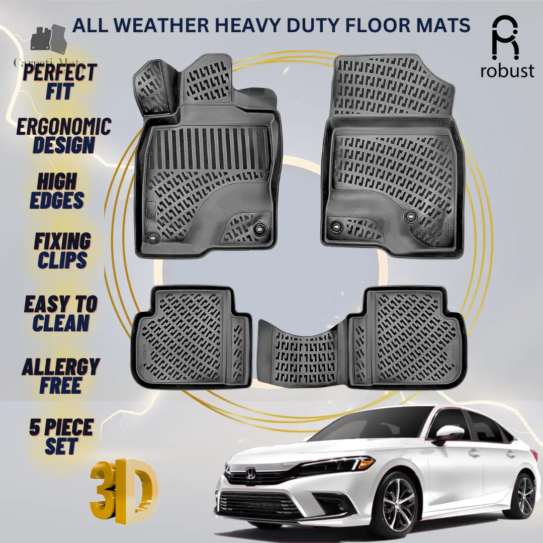 Floor Mats Liners For Honda Civic 2021-2025 All Weather Heavy Duty 3d Auto Rugs