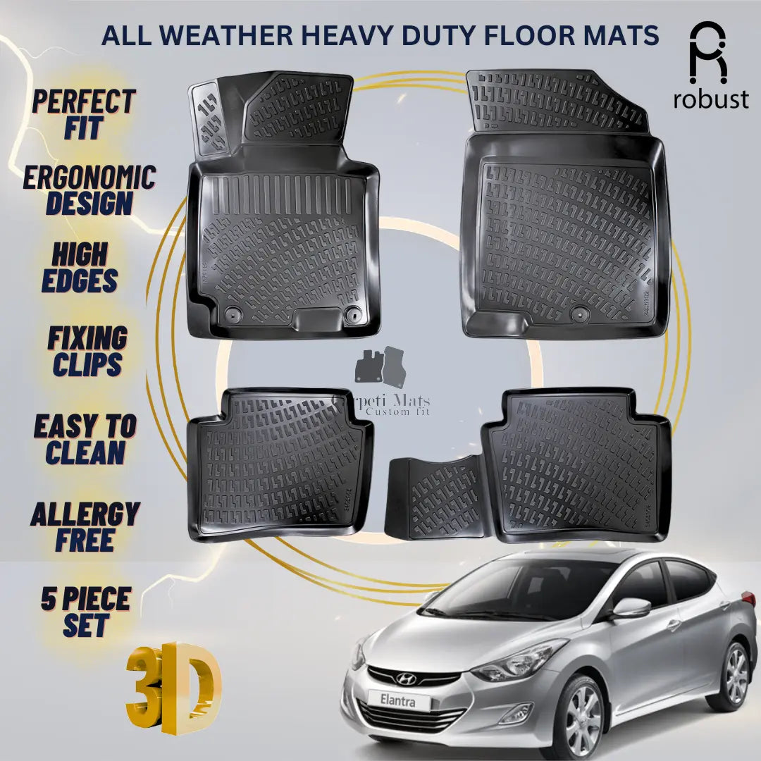 Floor Mats Liners For Hyundai Elantra 2010-2015 All Weather Heavy Duty Car Rugs