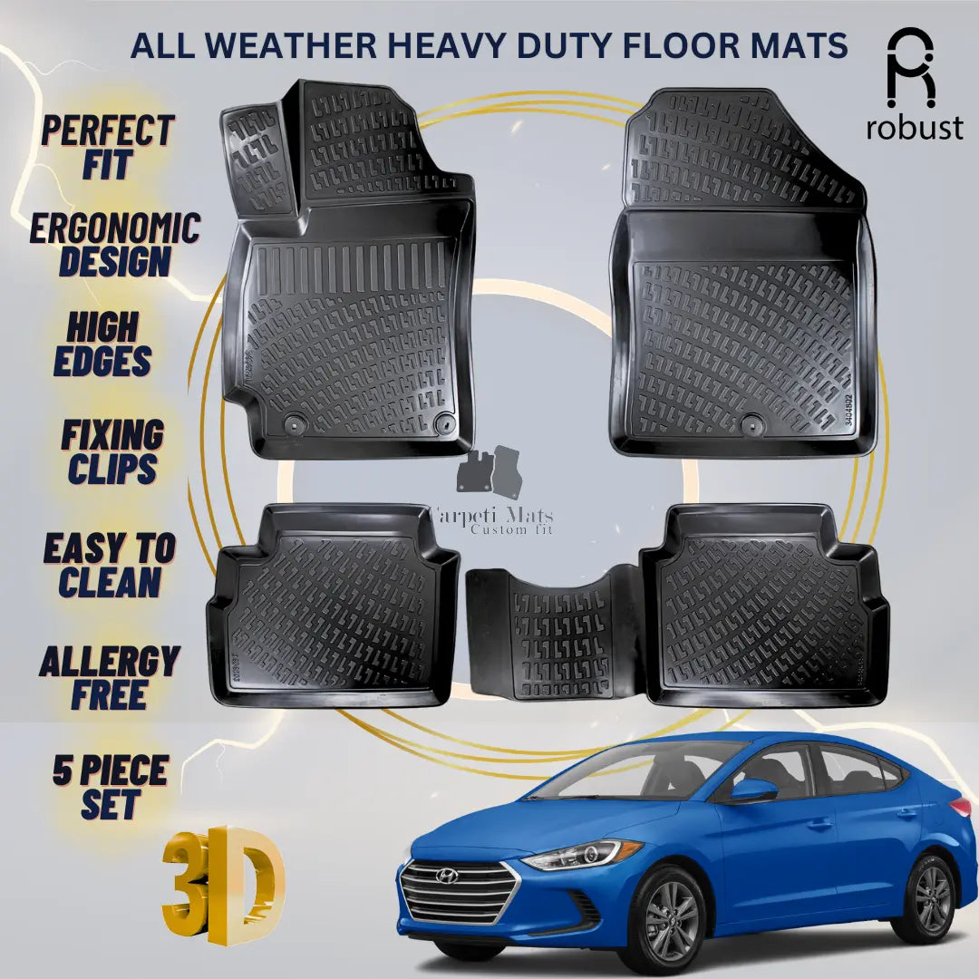 Floor Mats Liners For Hyundai Elantra 2015-2020 All Weather Heavy Duty Car Rugs