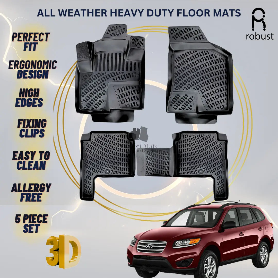 Floor Mats Liners For Hyundai Santa Fe 2006-2012 All Weather Heavy Duty Car Rugs