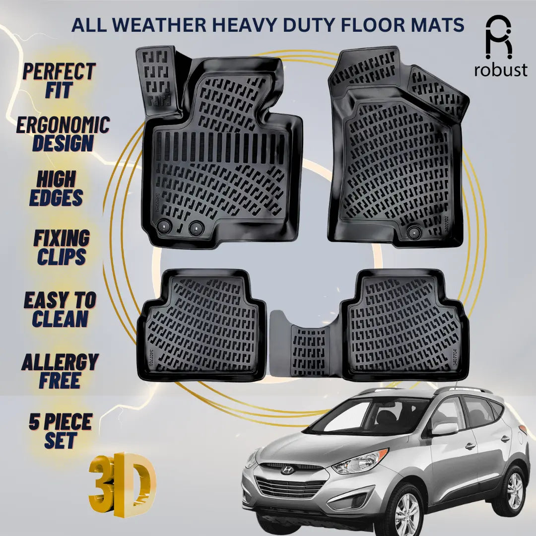 Floor Mats Liners For Hyundai Tucson 2009-2015 All Weather Heavy Duty Car Rugs