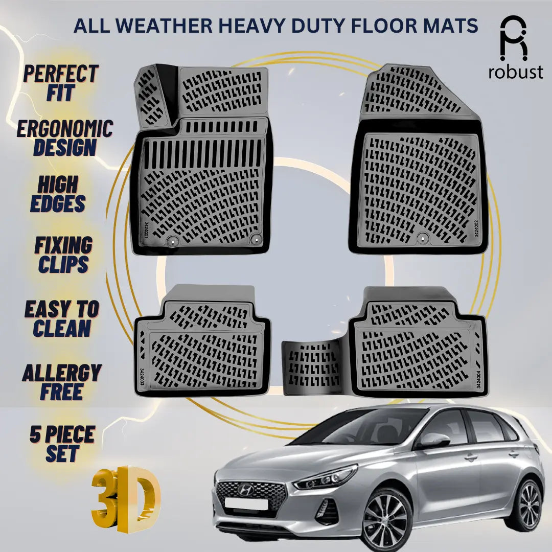 Floor Mats Liners For Hyundai i30 2017-2024 All Weather Heavy Duty 3d Car Rugs