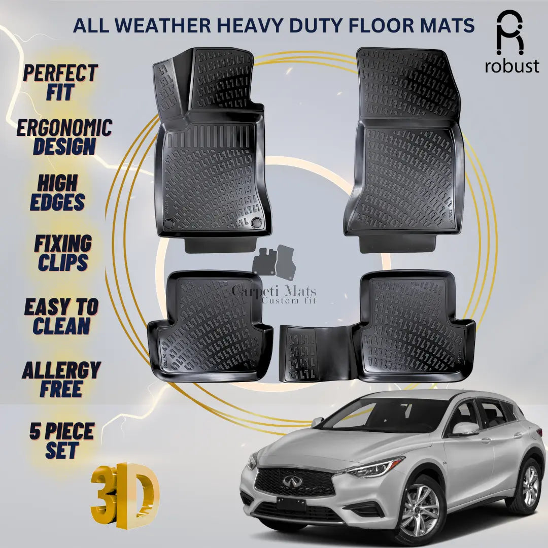 Floor Mats Liners For Infiniti QX30 2016-2019 All Weather Heavy Duty 3d Car Rugs