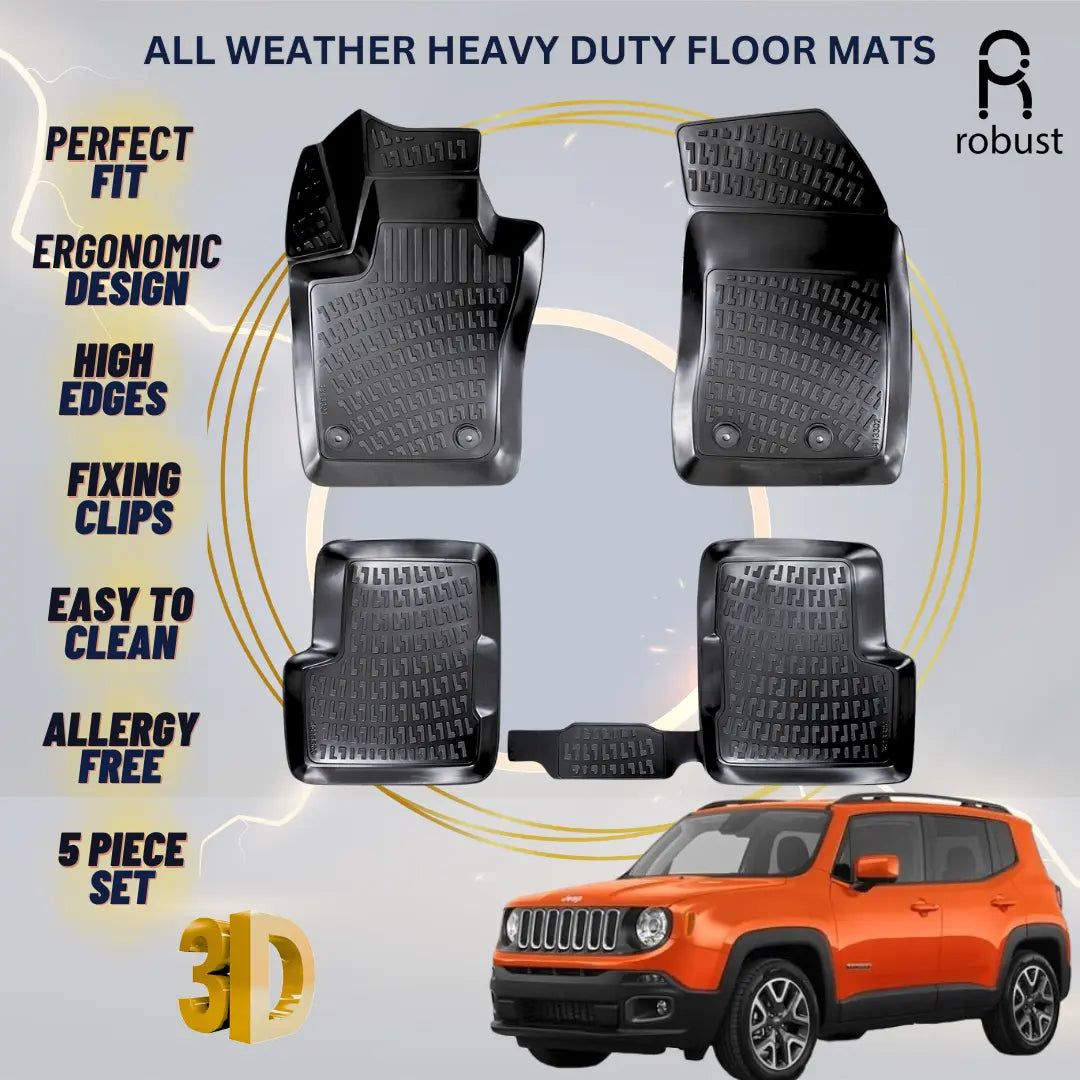 Floor Mats Liners For JEEP Renegade 2014-2024 All Weather Heavy Duty Car Rugs