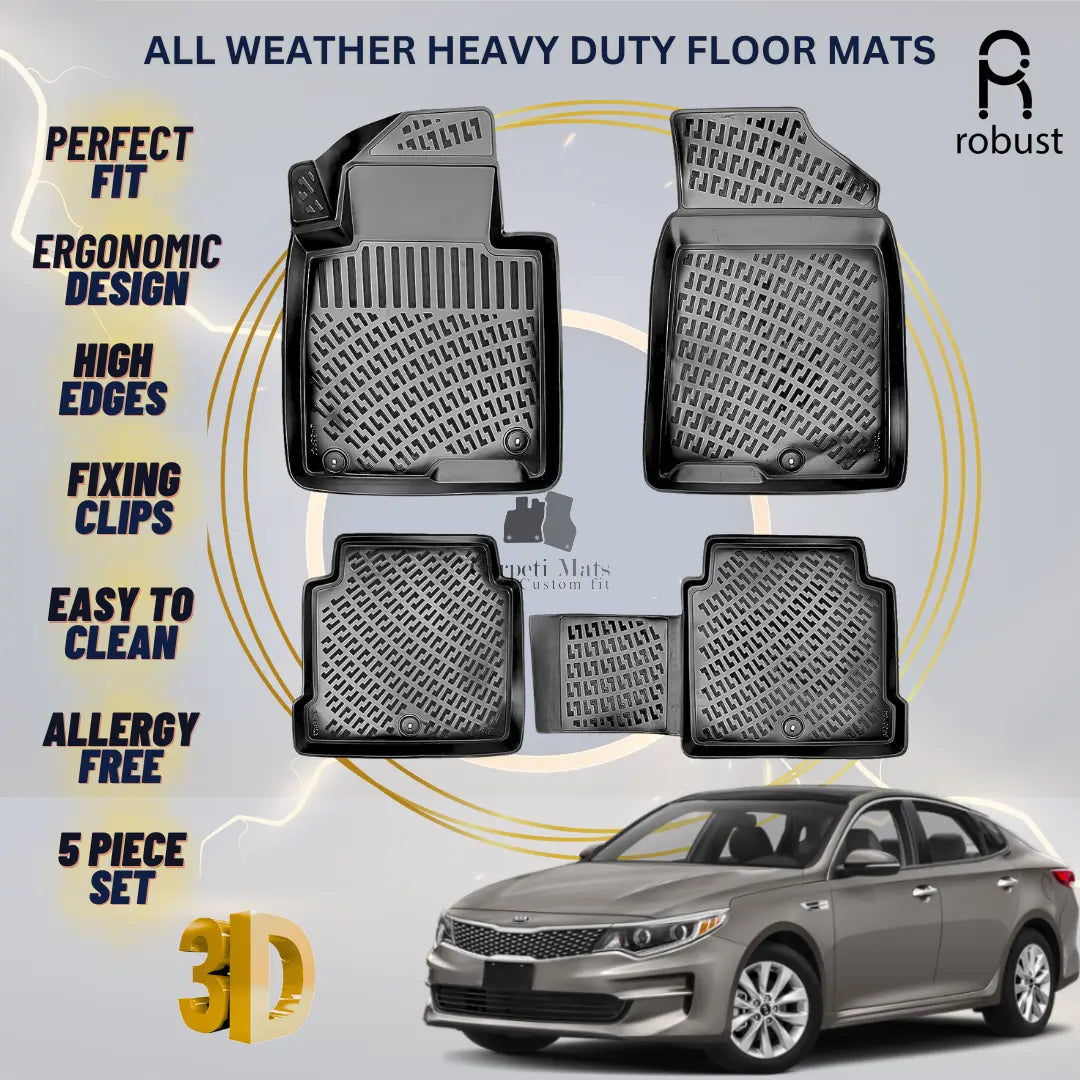 Floor Mats Liners For Kia Optima 2015-2020 All Weather Heavy Duty Car Rugs