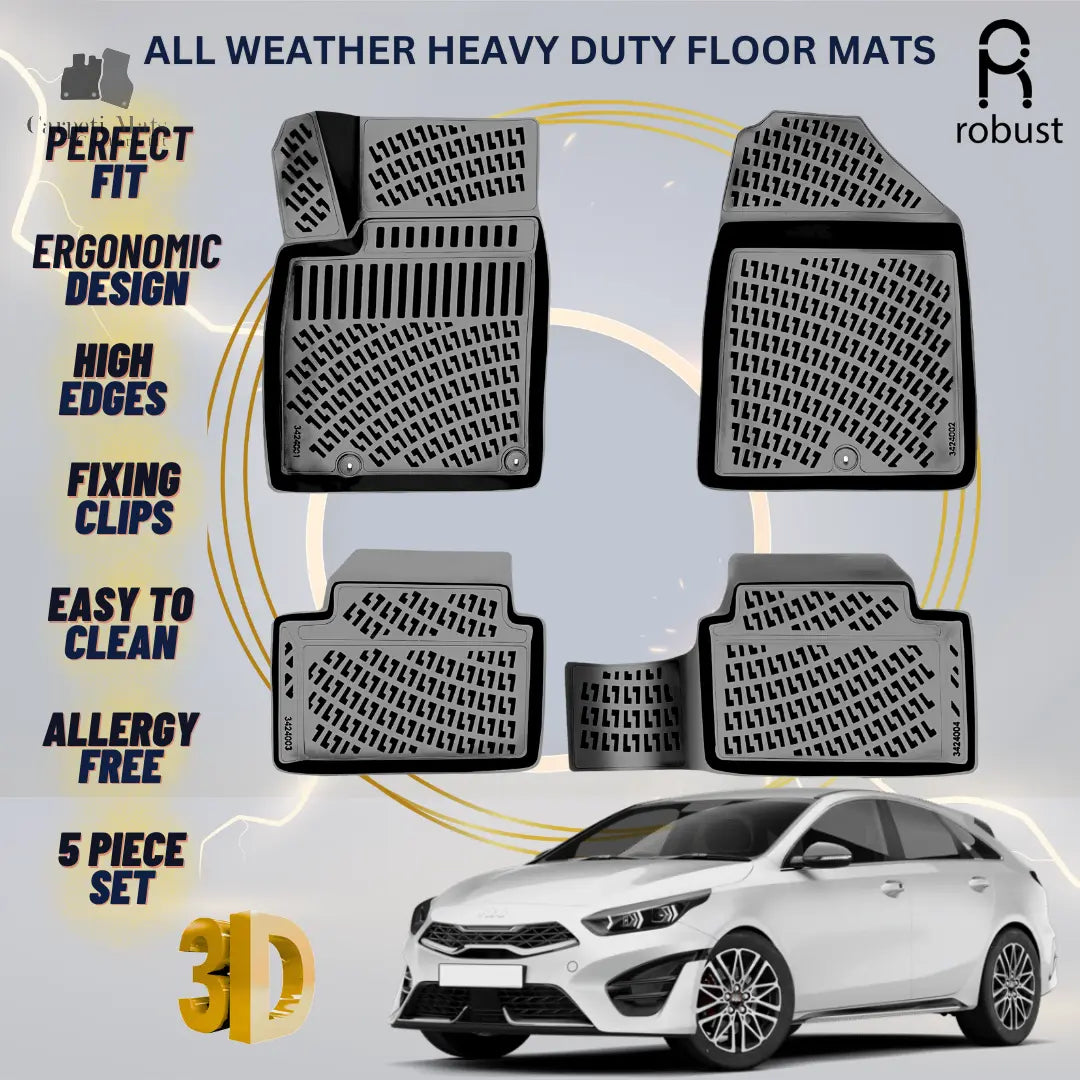 Floor Mats Liners For Kia Proceed 2019-2025 All Weather Heavy Duty 3D Car Rugs