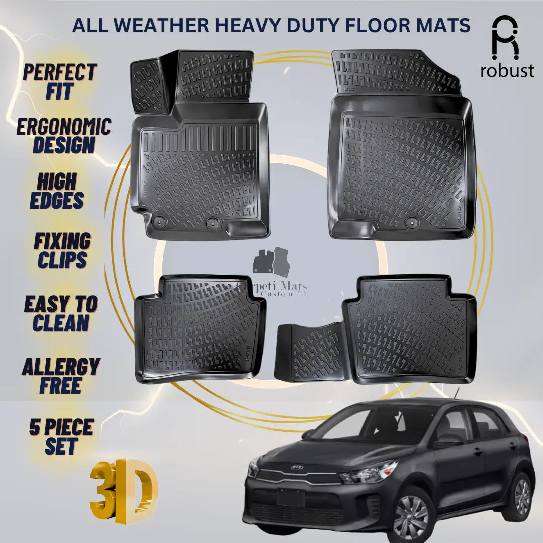 Floor Mats Liners For Kia Rio 2017-2024 All Weather Heavy Duty 3D Car Rugs New