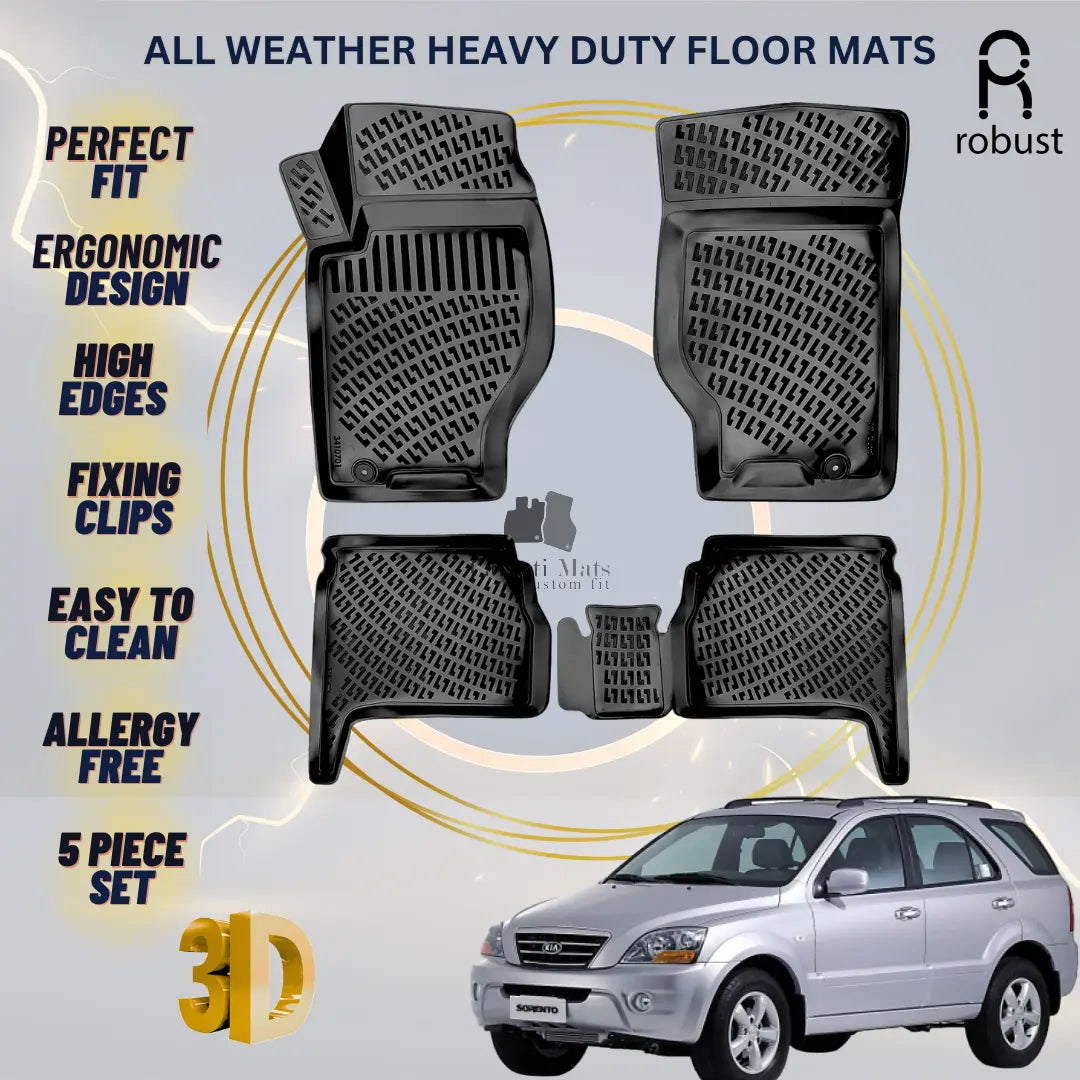 Floor Mats Liners For Kia Sorento 2002-2009 All Weather Heavy Duty 3D Car Rugs