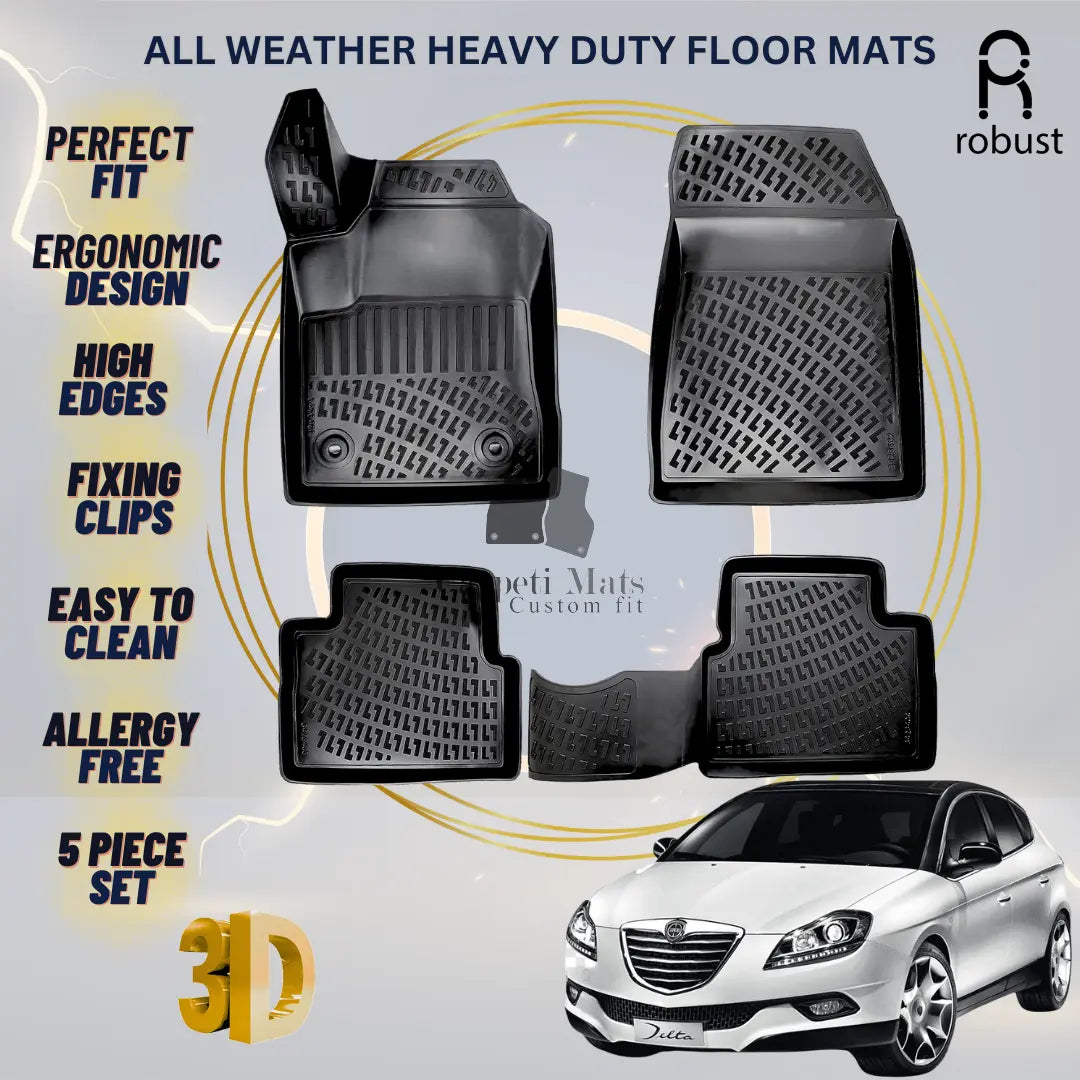 Floor Mats Liners For Lancia Delta 2008-2014 All Weather Heavy Duty 3D Car Rugs