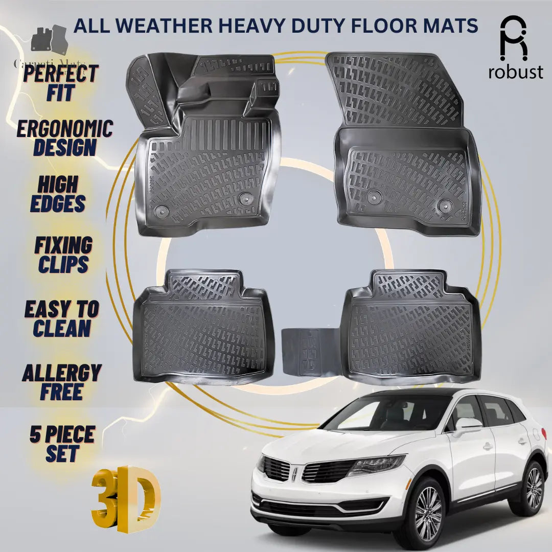Floor Mats Liners For Lincoln MKX 2016-2019 All Weather Heavy Duty 3D Car Rugs