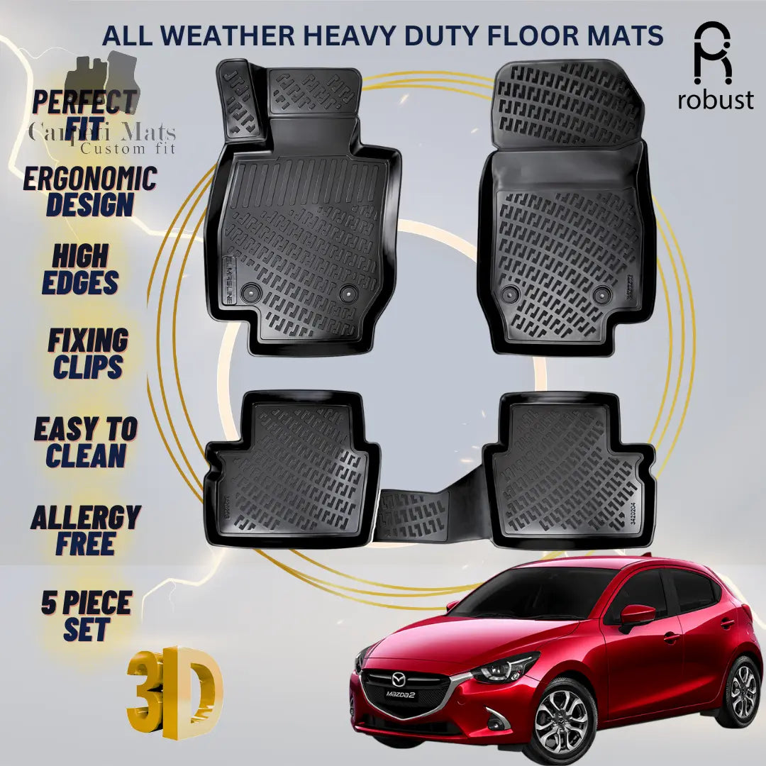 Floor Mats Liners For Mazda 2 2015-2019 All Weather Heavy Duty 3D Car Rugs New