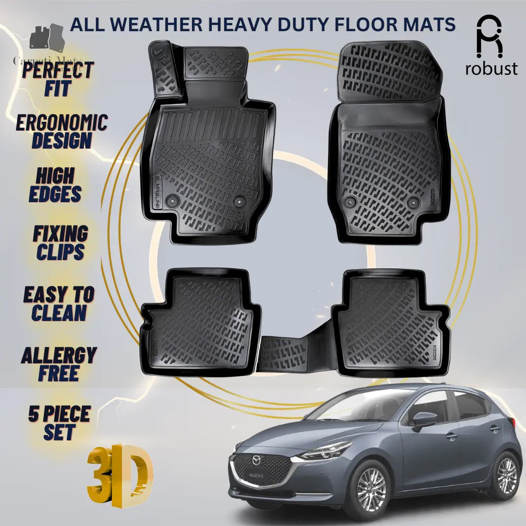 Floor Mats Liners For Mazda 2 2019-2022 All Weather Heavy Duty 3D Car Rugs New